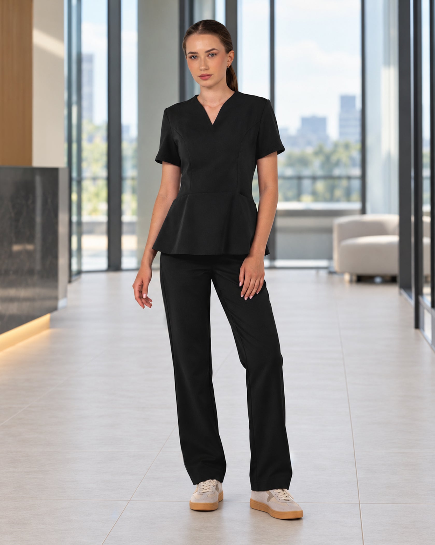 OPAL bluza medicala negru - Detalii close up
