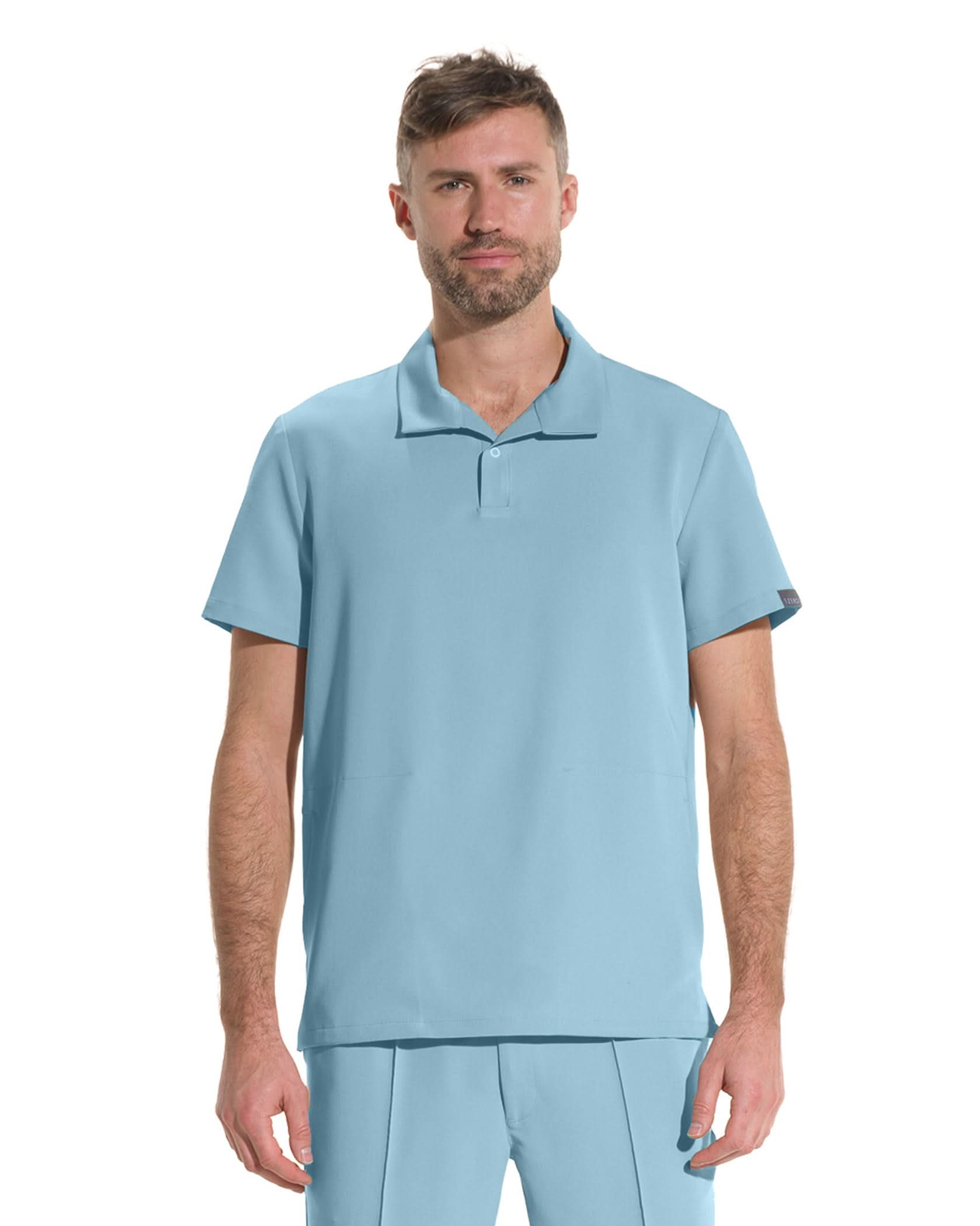 COS Blue Scrub Top - Close up details