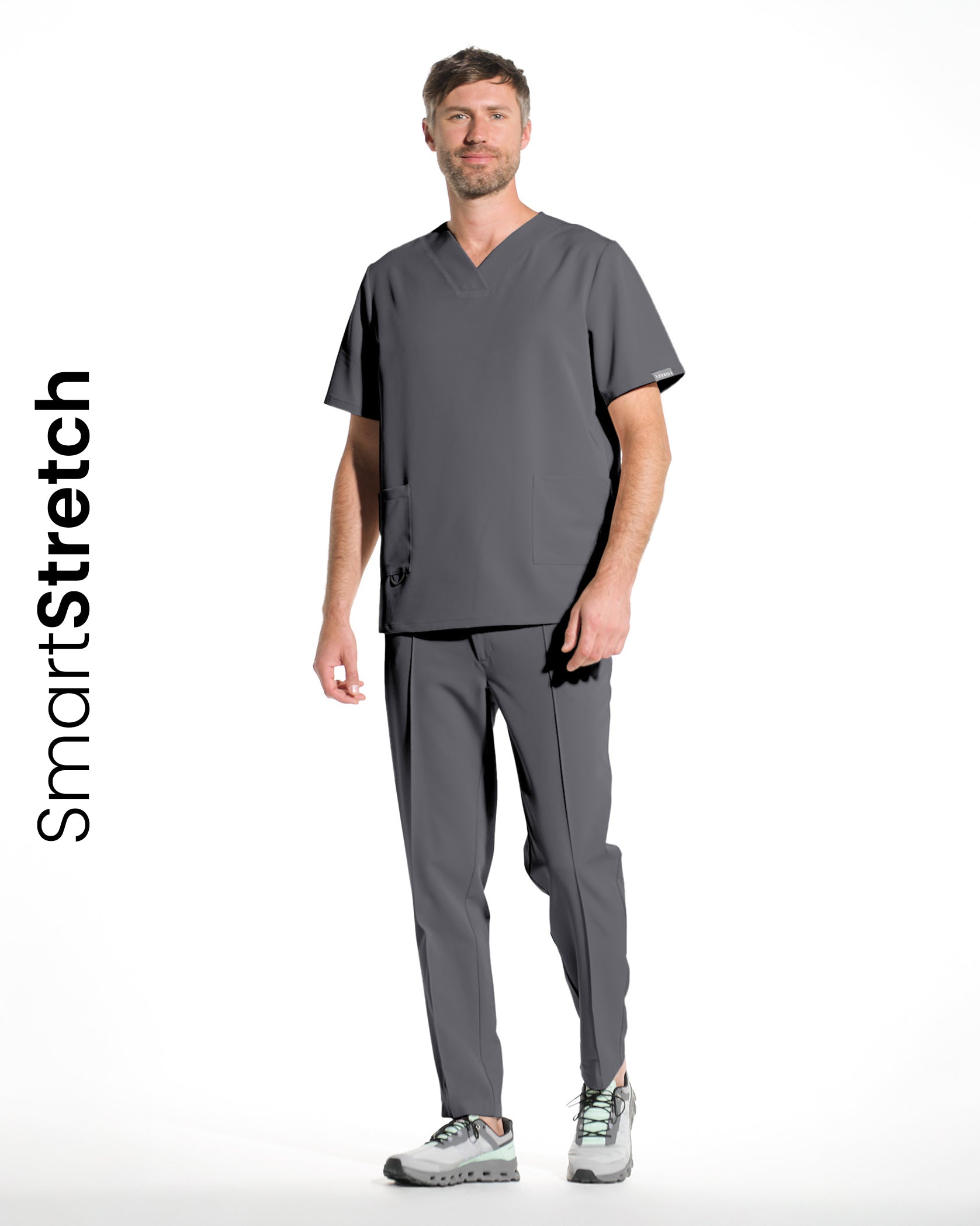 Bluza medicala barbati RAND grafit - Front view