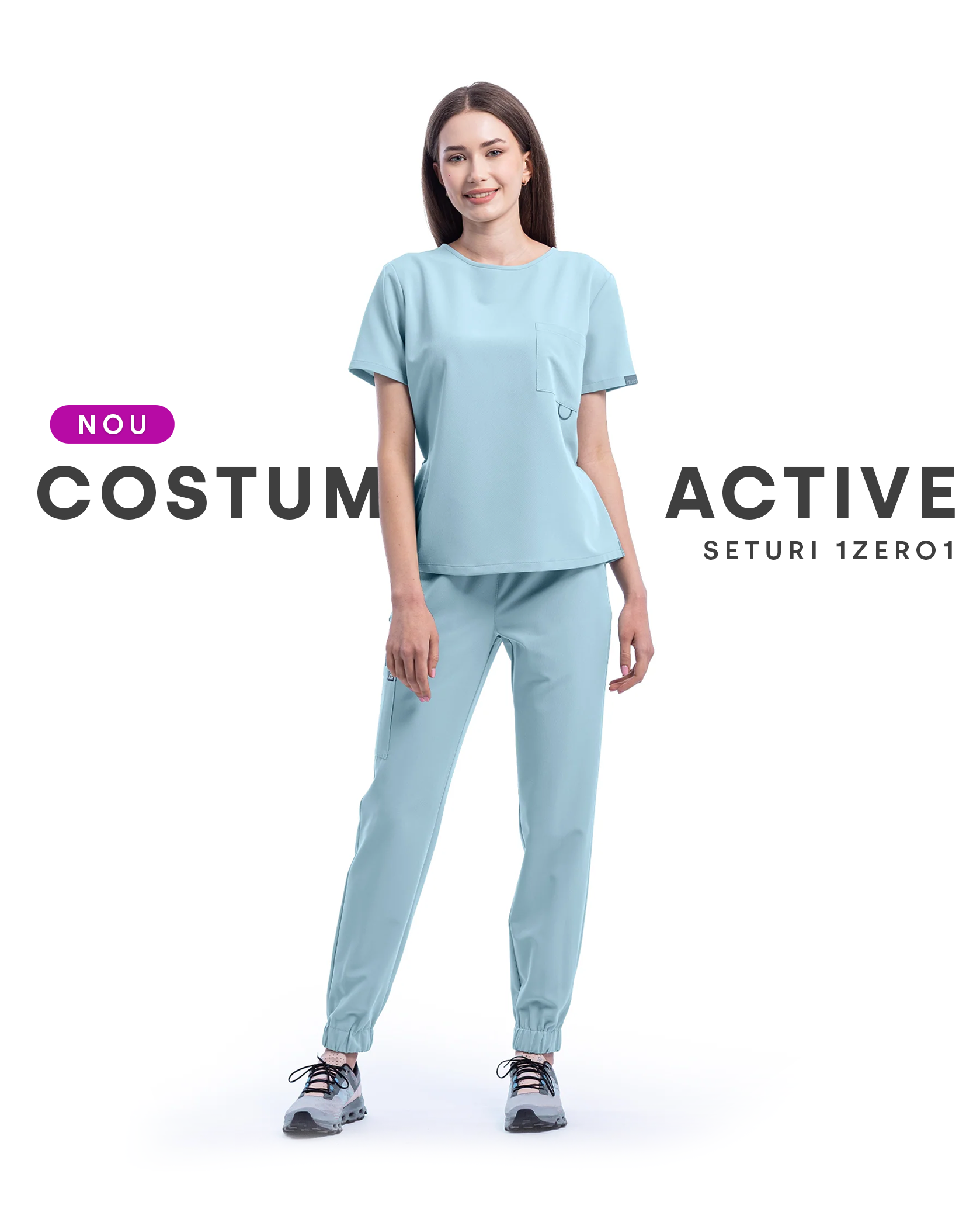 Costum medical ACTIVE Blue - Vedere frontala