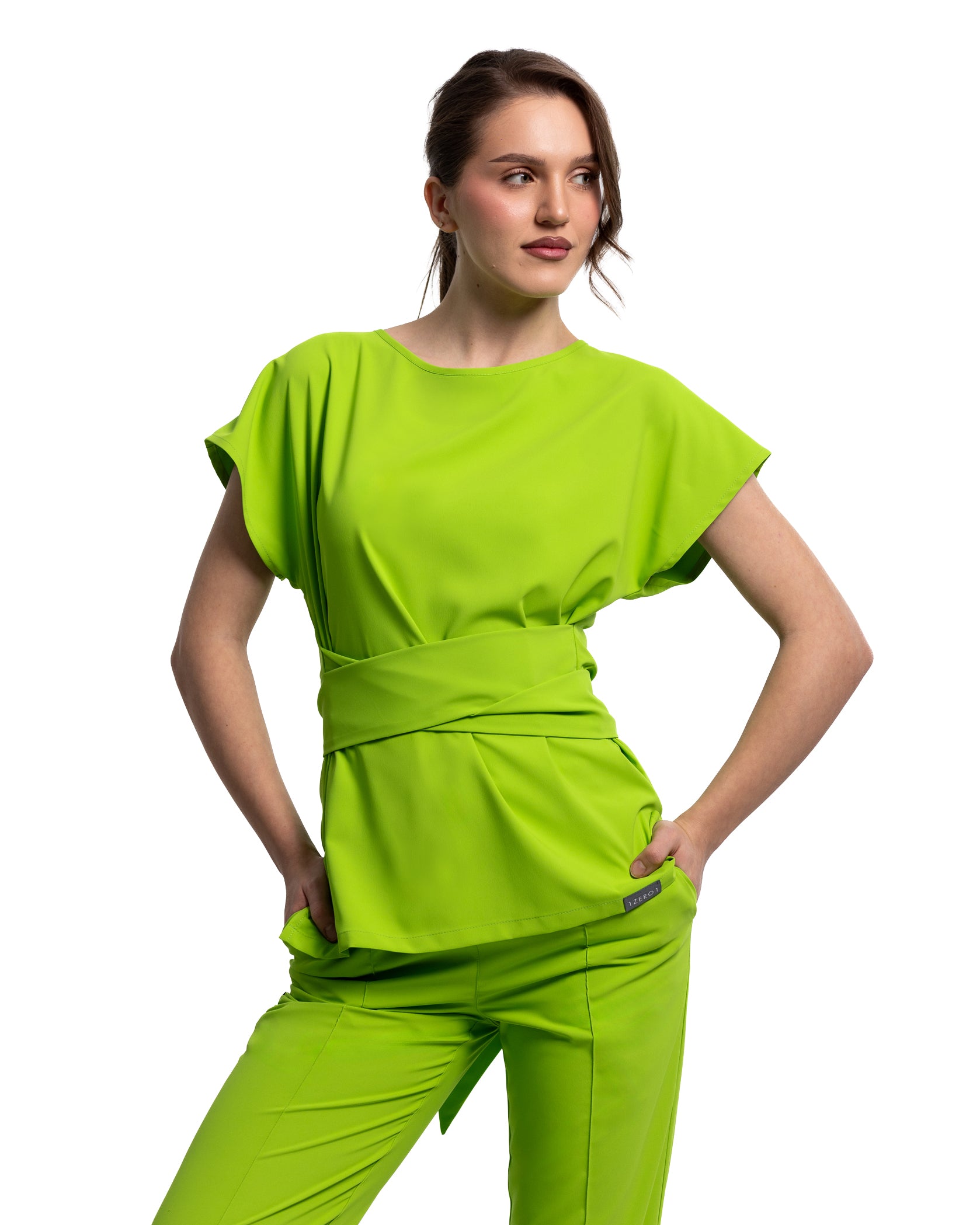 Bluza medicala CELESTE kiwi - Detalii close up