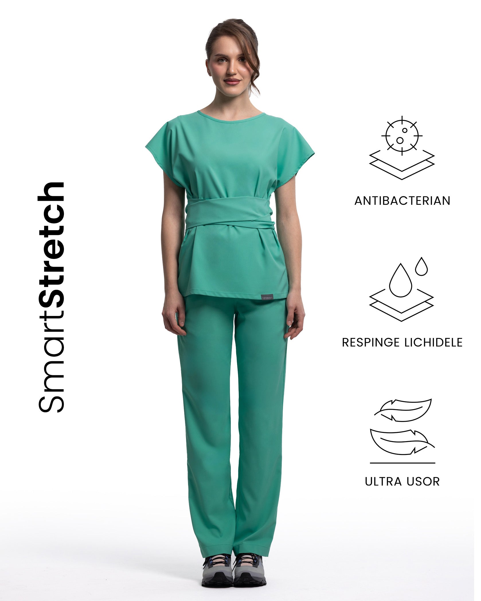Bluza medicala CELESTE aqua - Imagine 3