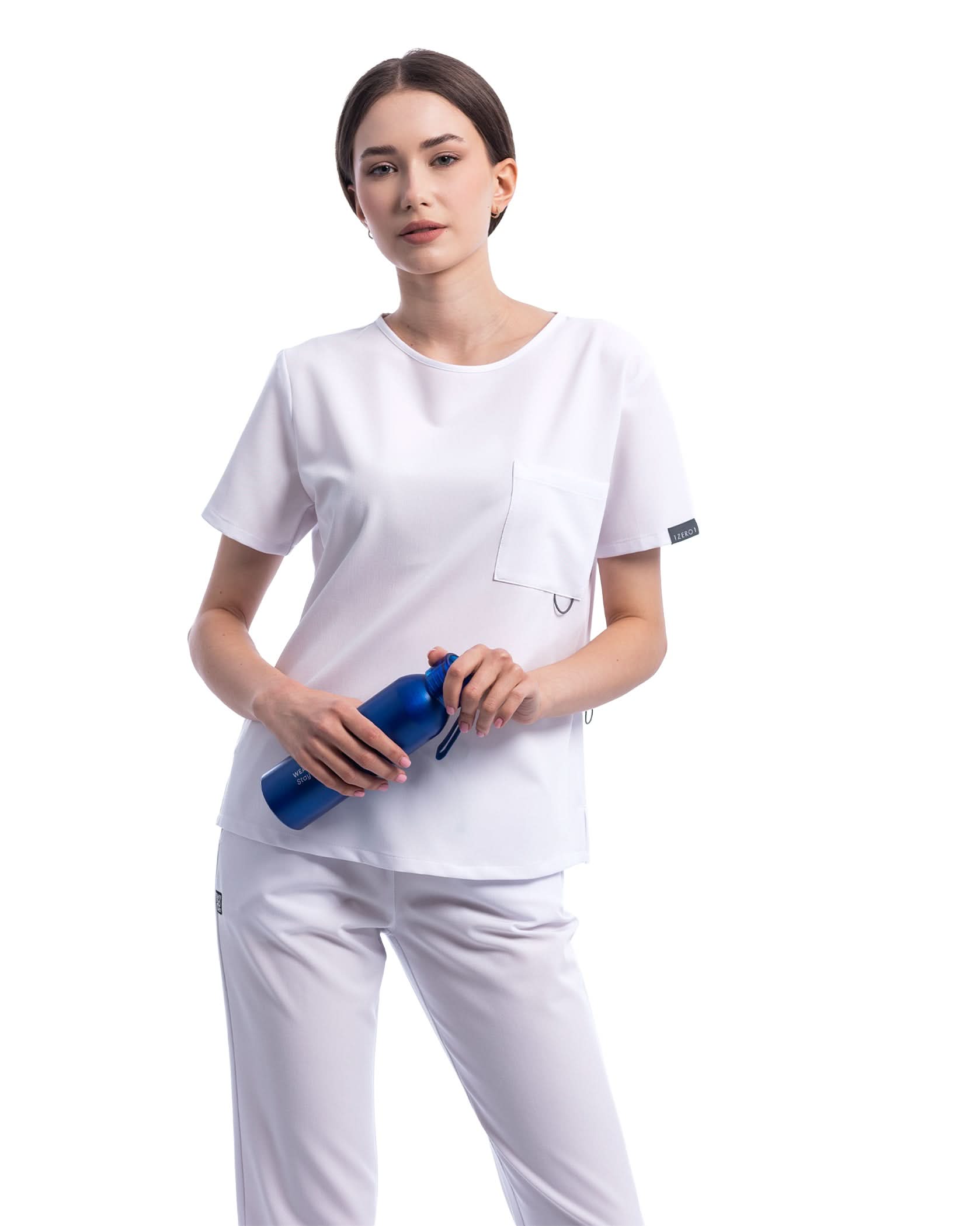 FLOW bluza medicala alba - Vedere frontala