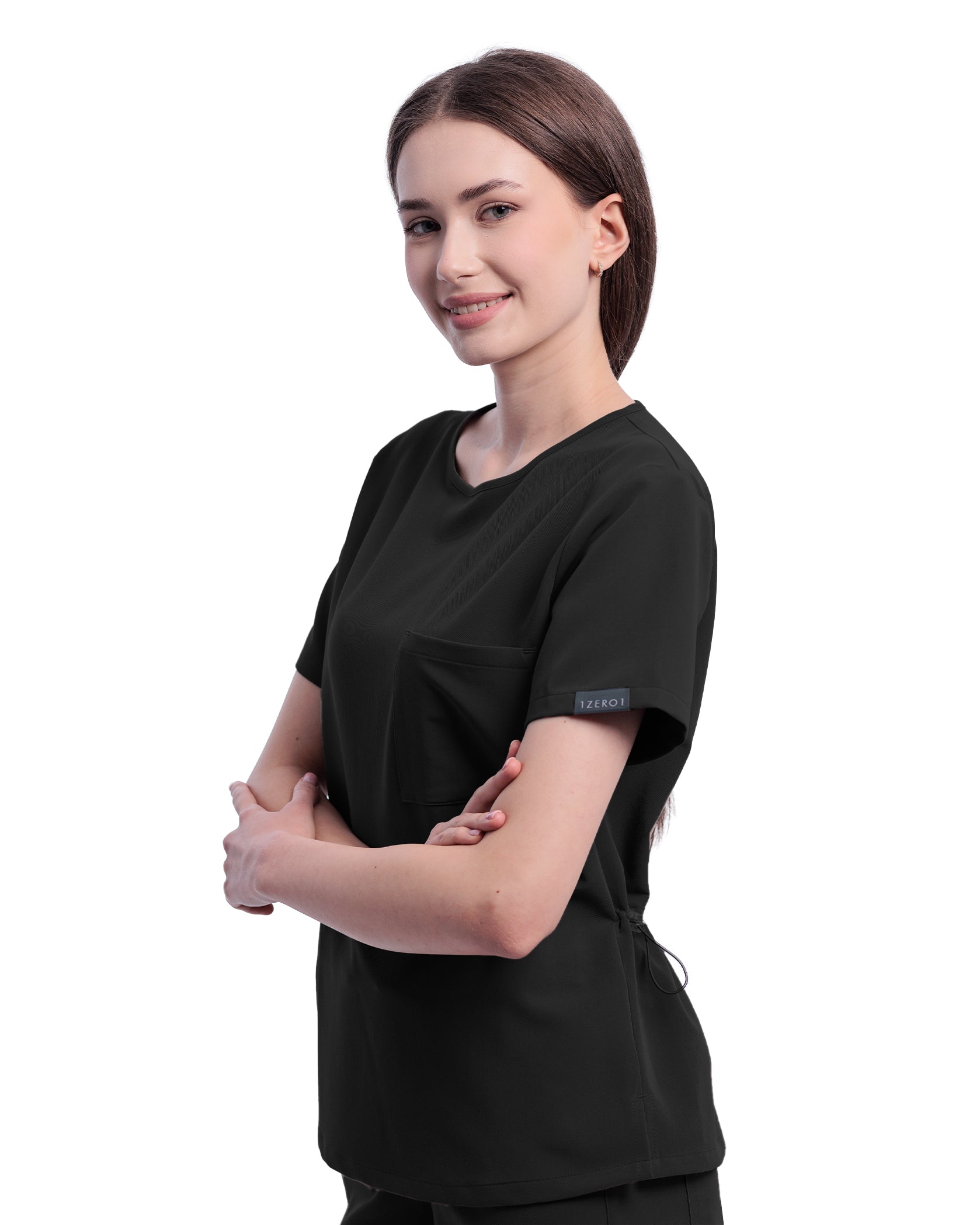 Costum medical ACTIVE Negru - Detalii close up
