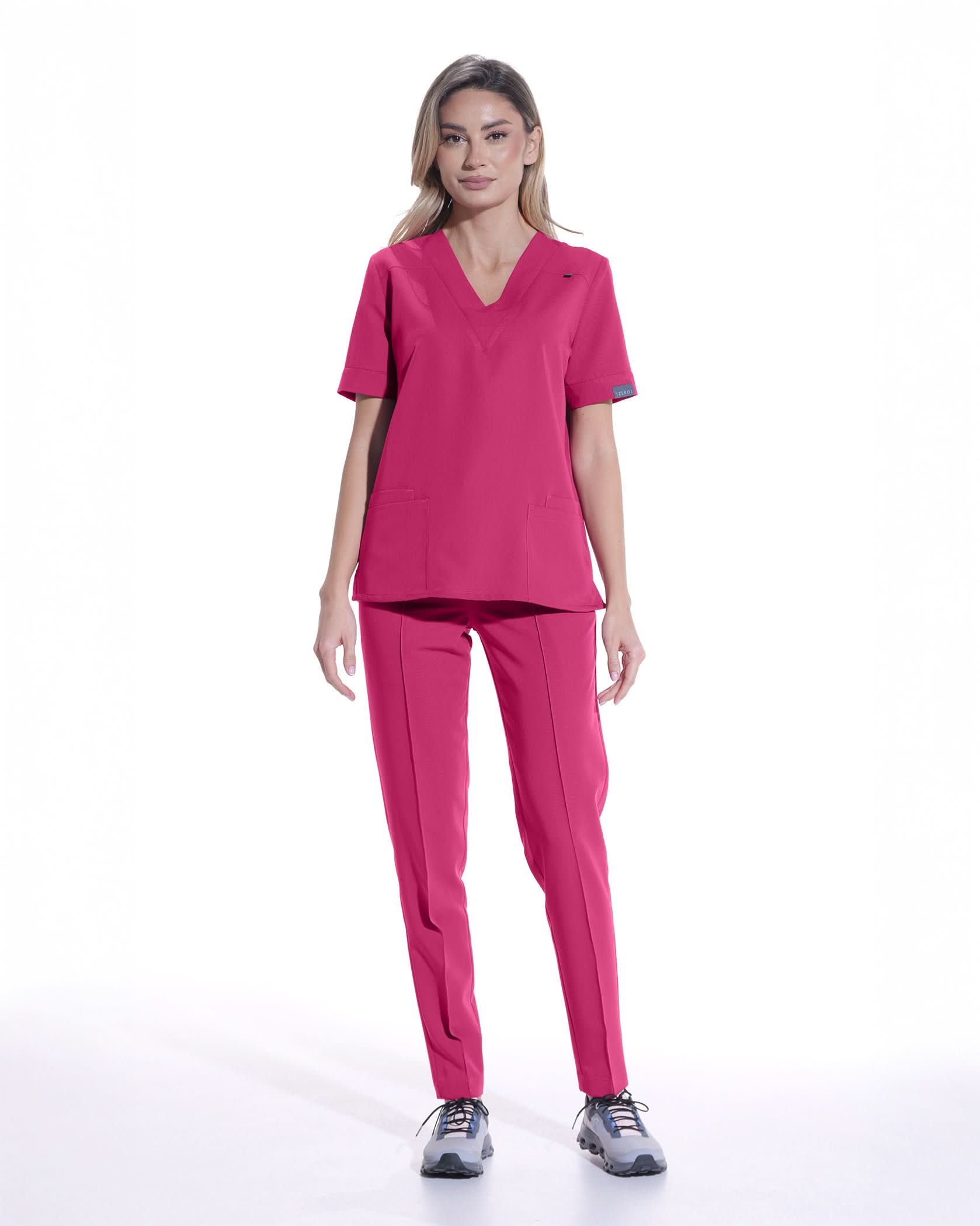 VERSO bluza medicala magenta - Vedere frontala