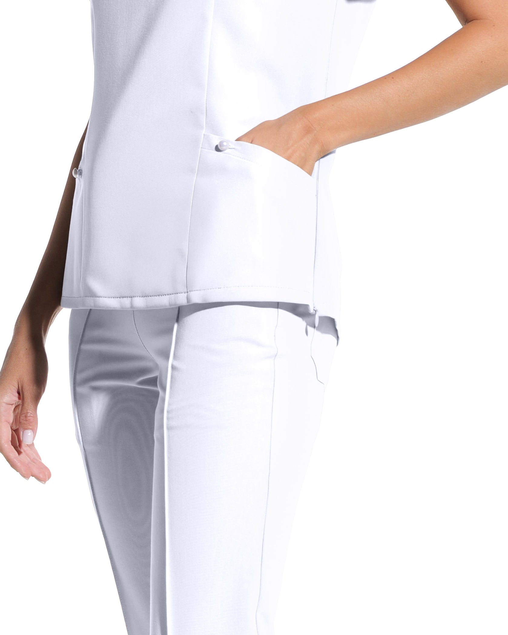 Bluza medicala PETALI alb - Detalii close up