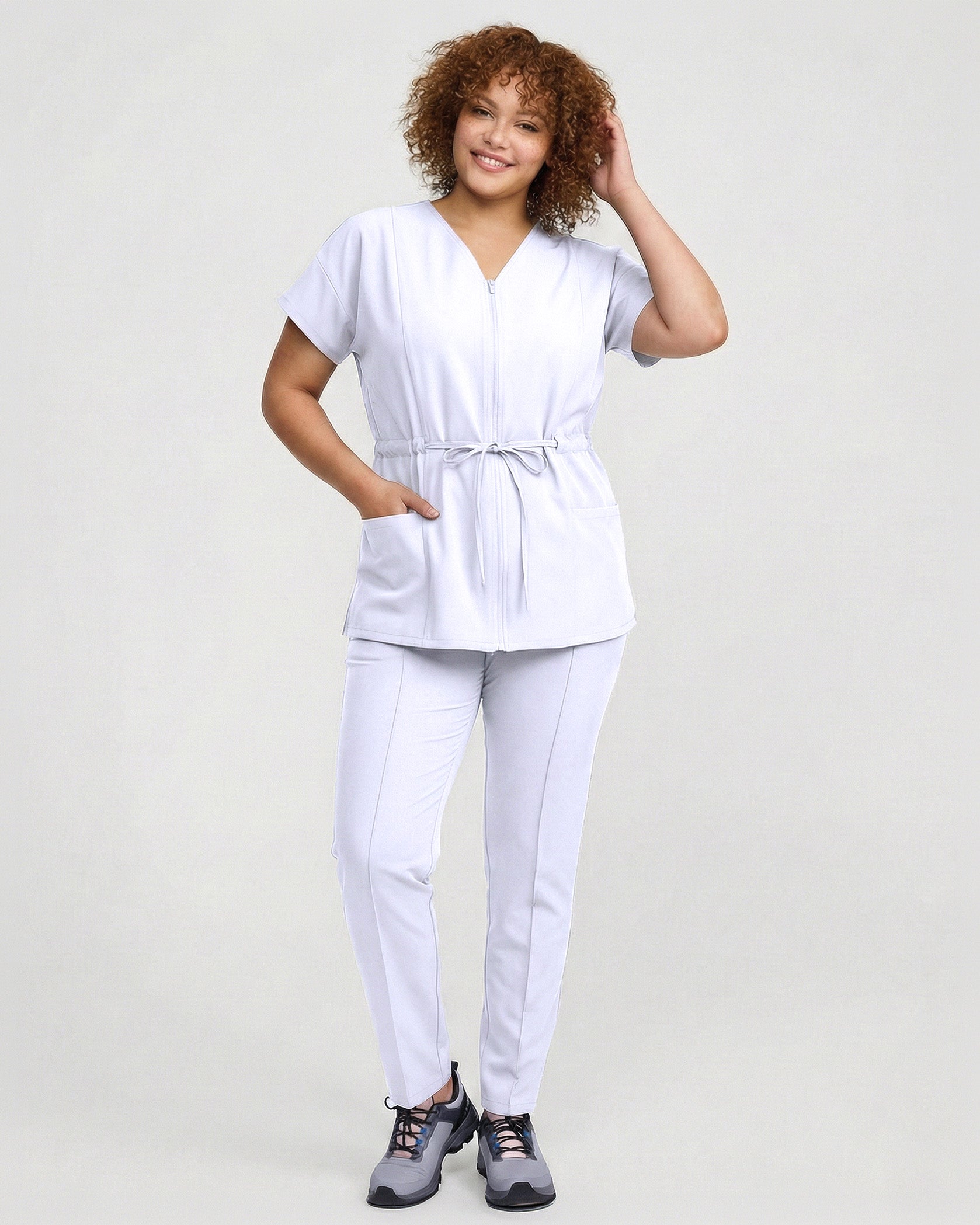 Bluza medicala dama ROSA alb - Imagine 7