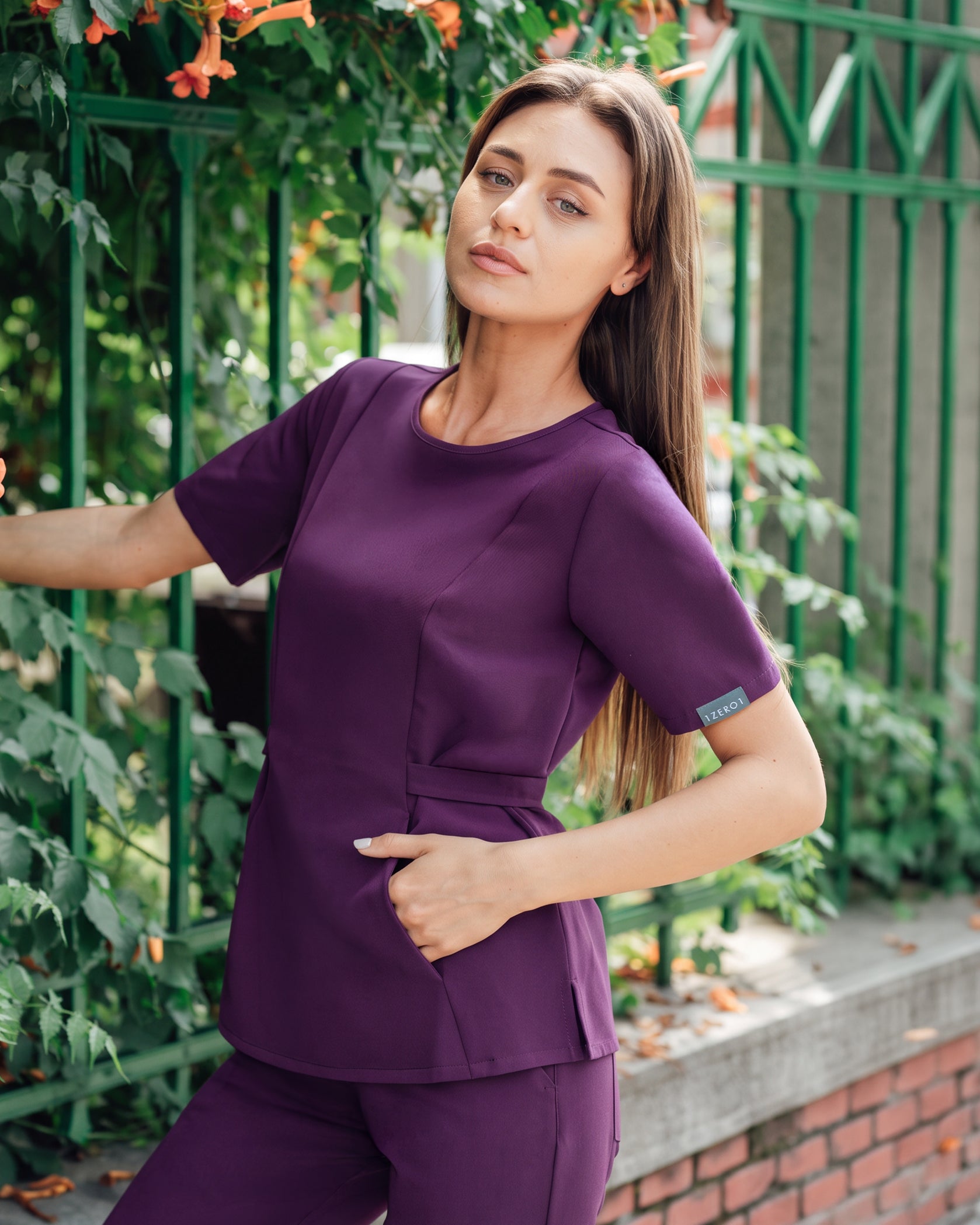 THALYA bluza medicala plum - Vedere frontala