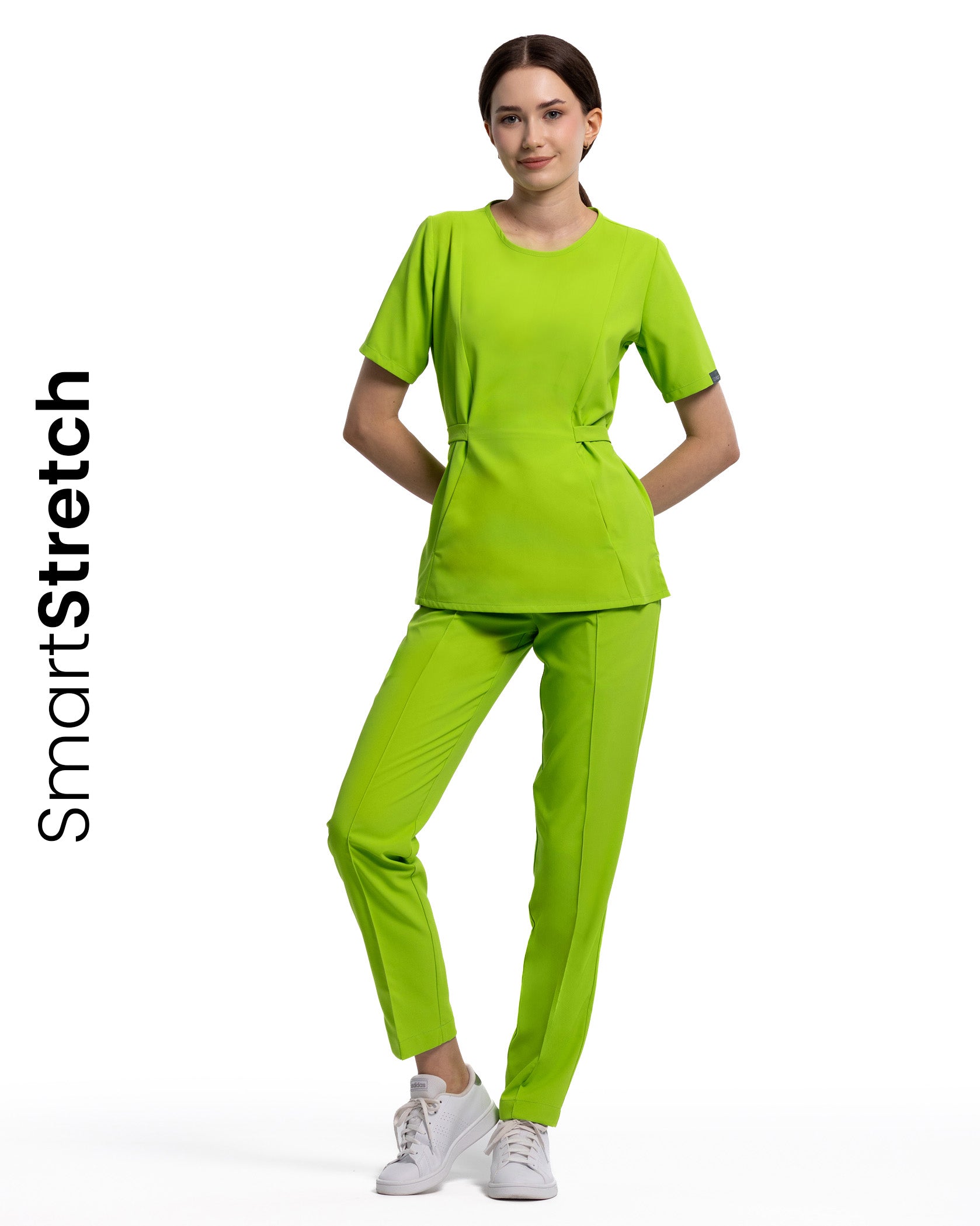 THALYA Kiwi Scrub Top - Front view