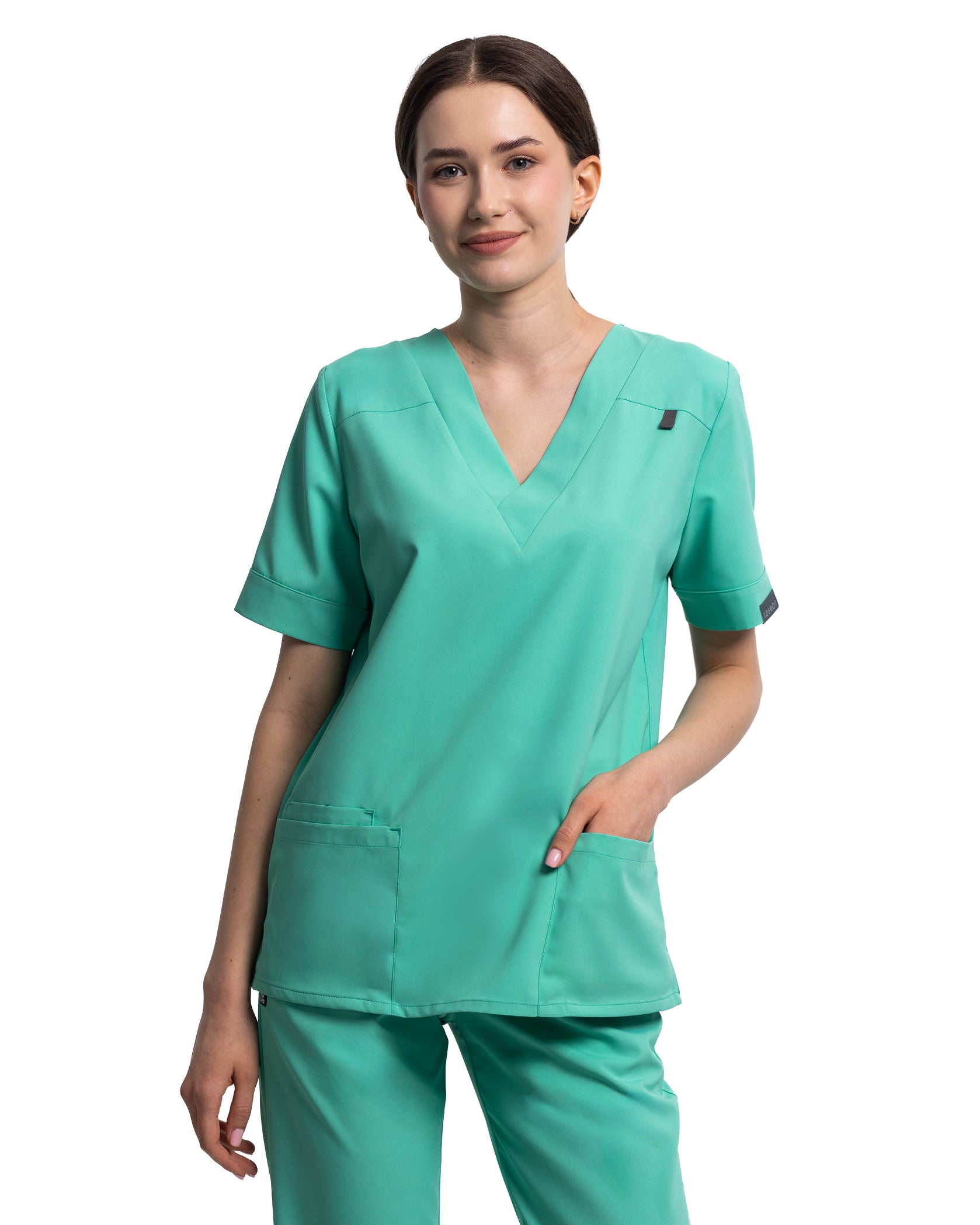 Bluza medicala VERSO aqua - Detalii close up