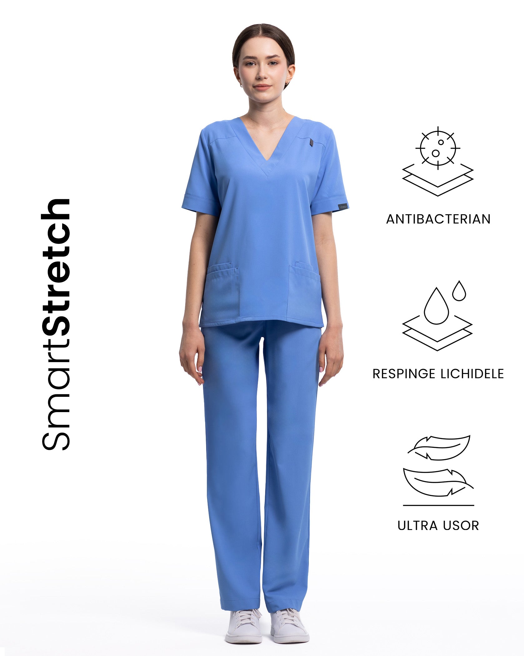 VERSO Sky Blue Scrub Top - Image 3