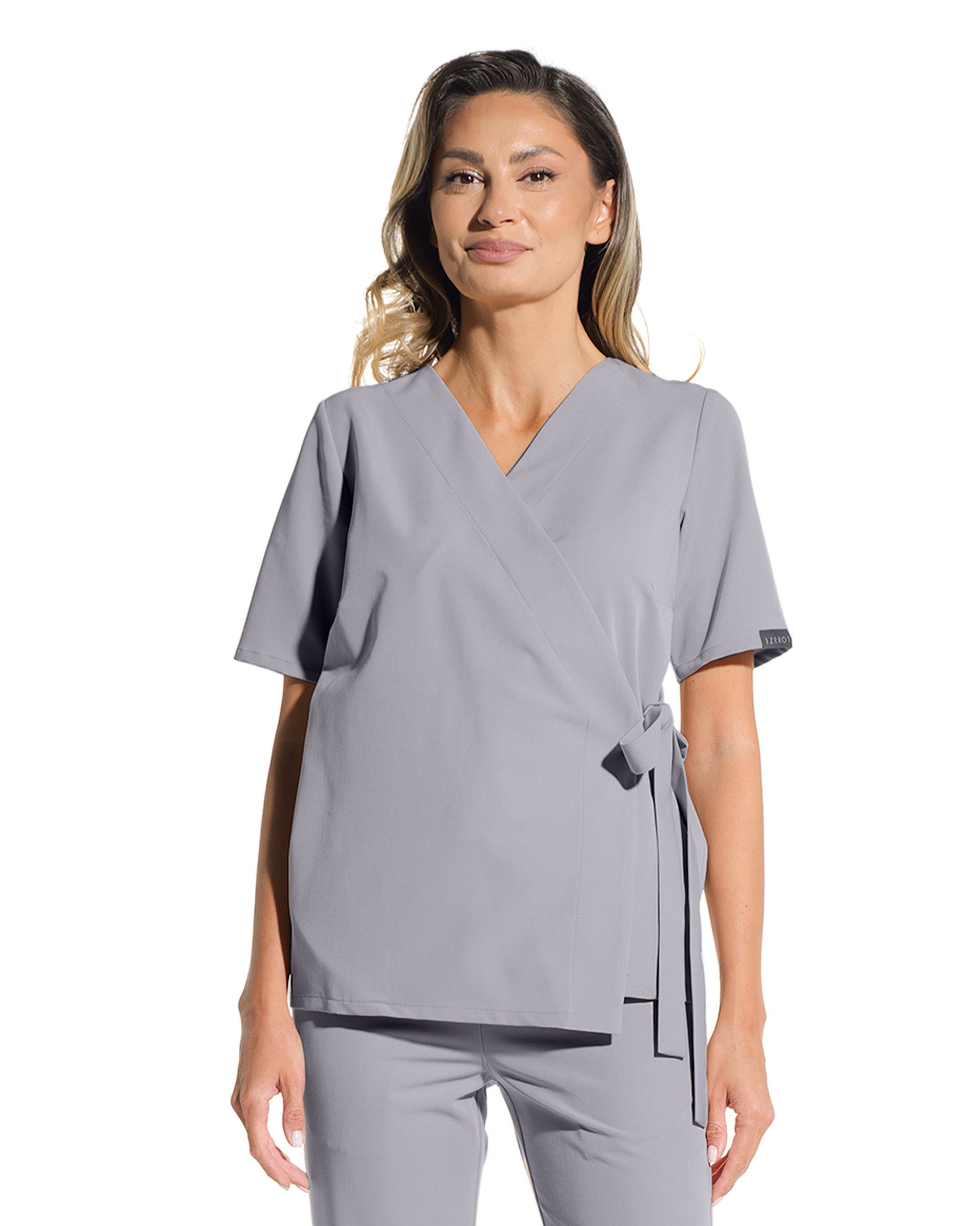 Bluza medicala ANAIS gri - Detalii close up