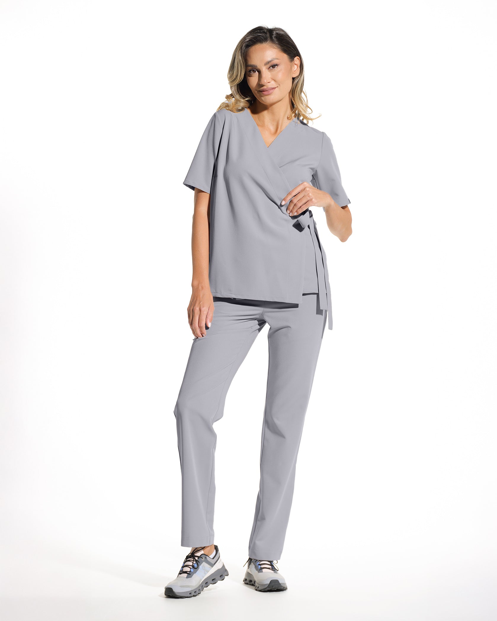 Bluza medicala ANAIS gri - Vedere frontala