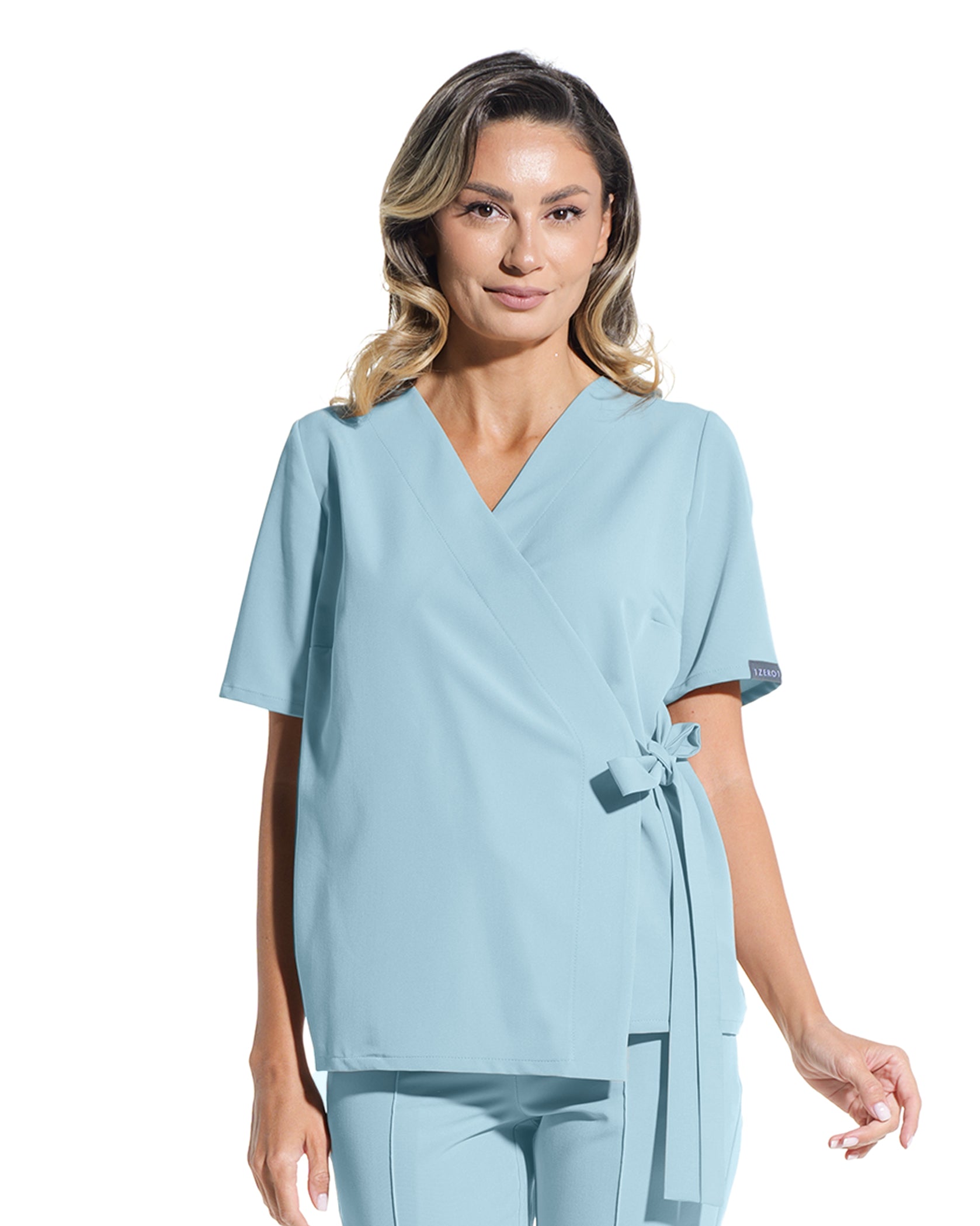 ANAIS Blue Scrub Top - Close up details