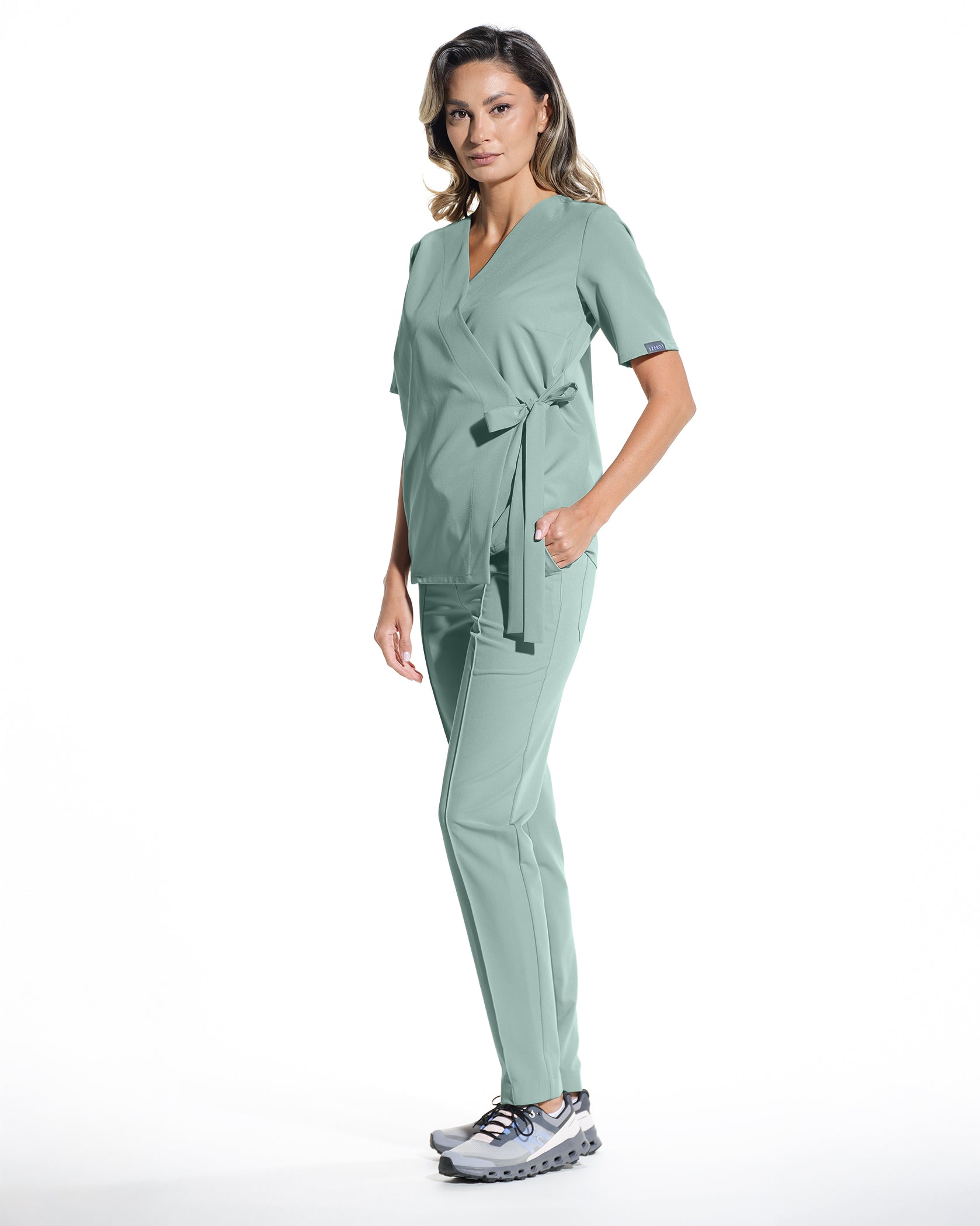 ANAIS Jade Scrub Top - Front view
