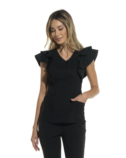 Bluza medicala AVRA negru - 1zero1.ro