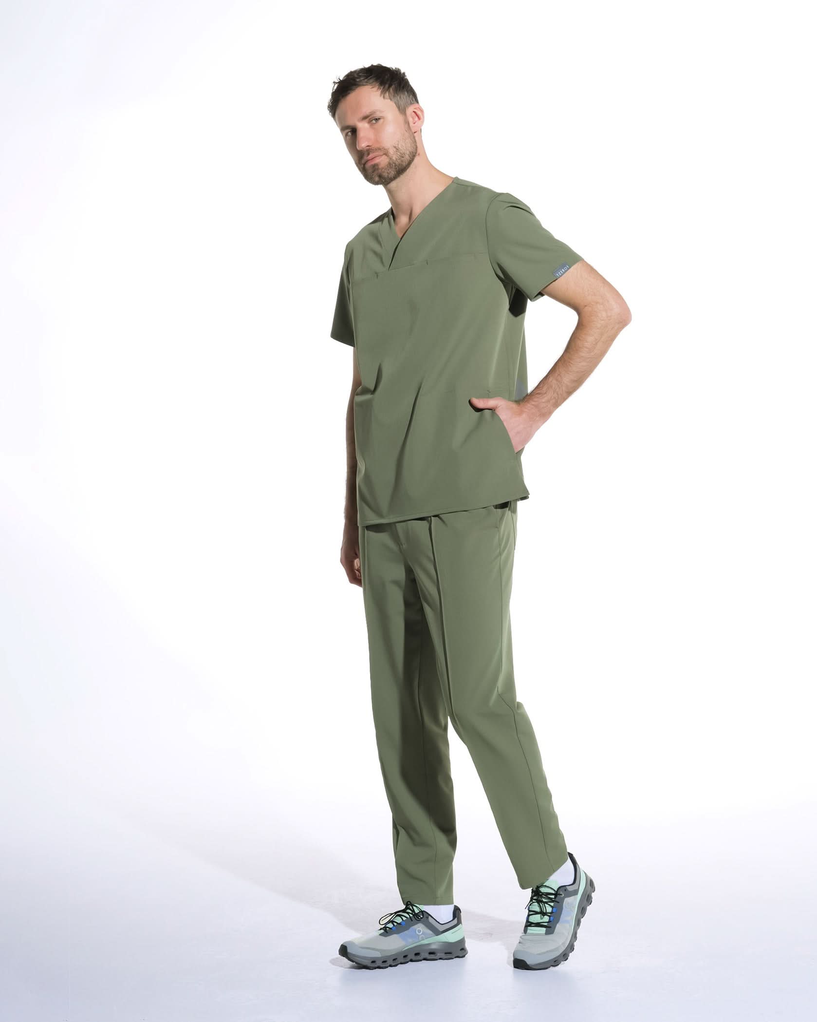 Bluza medicala barbati WAVE olive - 1zero1.ro