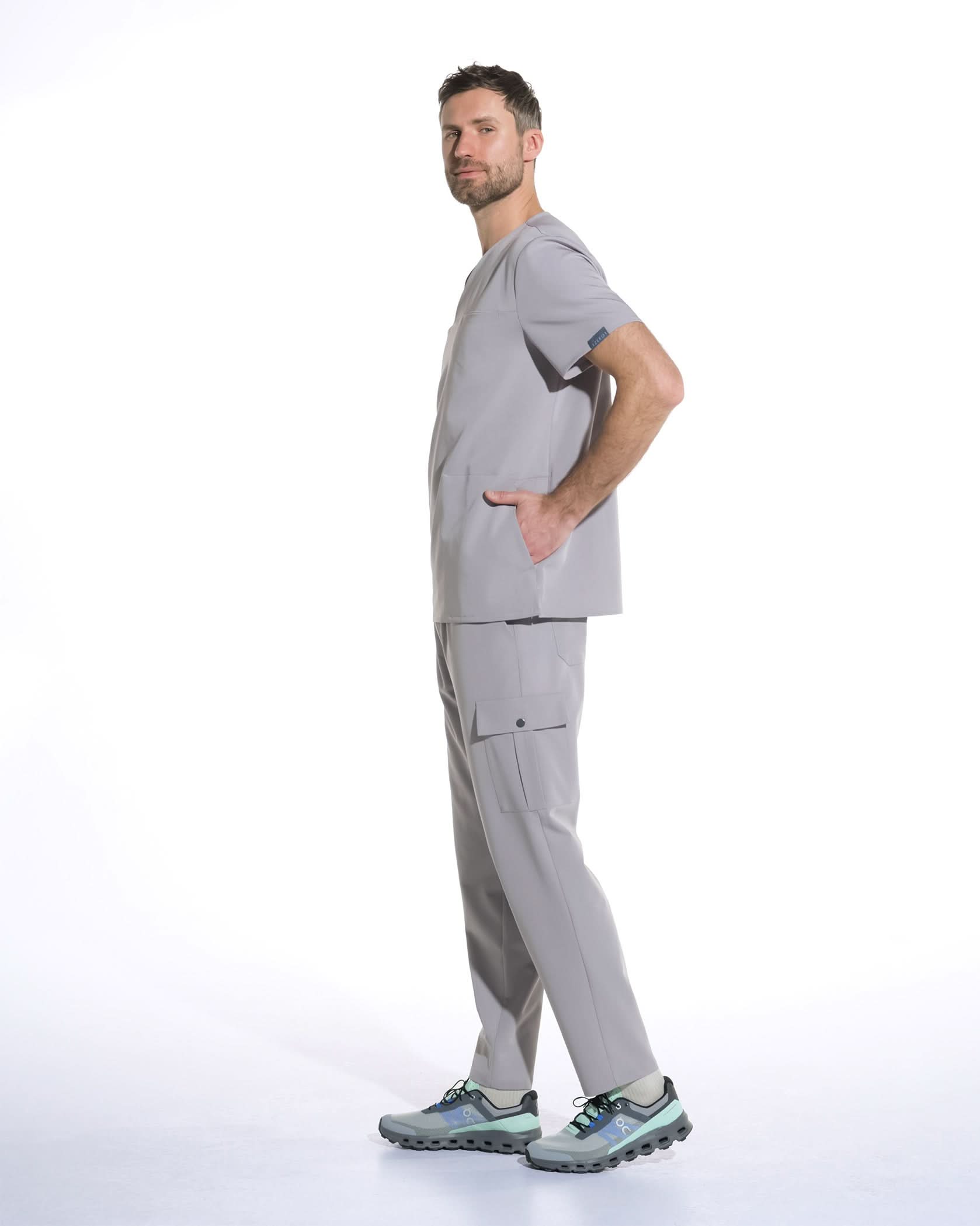 Bluza medicala barbati WAVE gri - 1zero1.ro