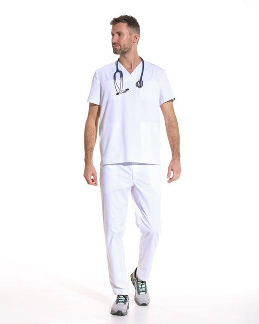 Bluza medicala barbati WAVE alb - 1zero1.ro