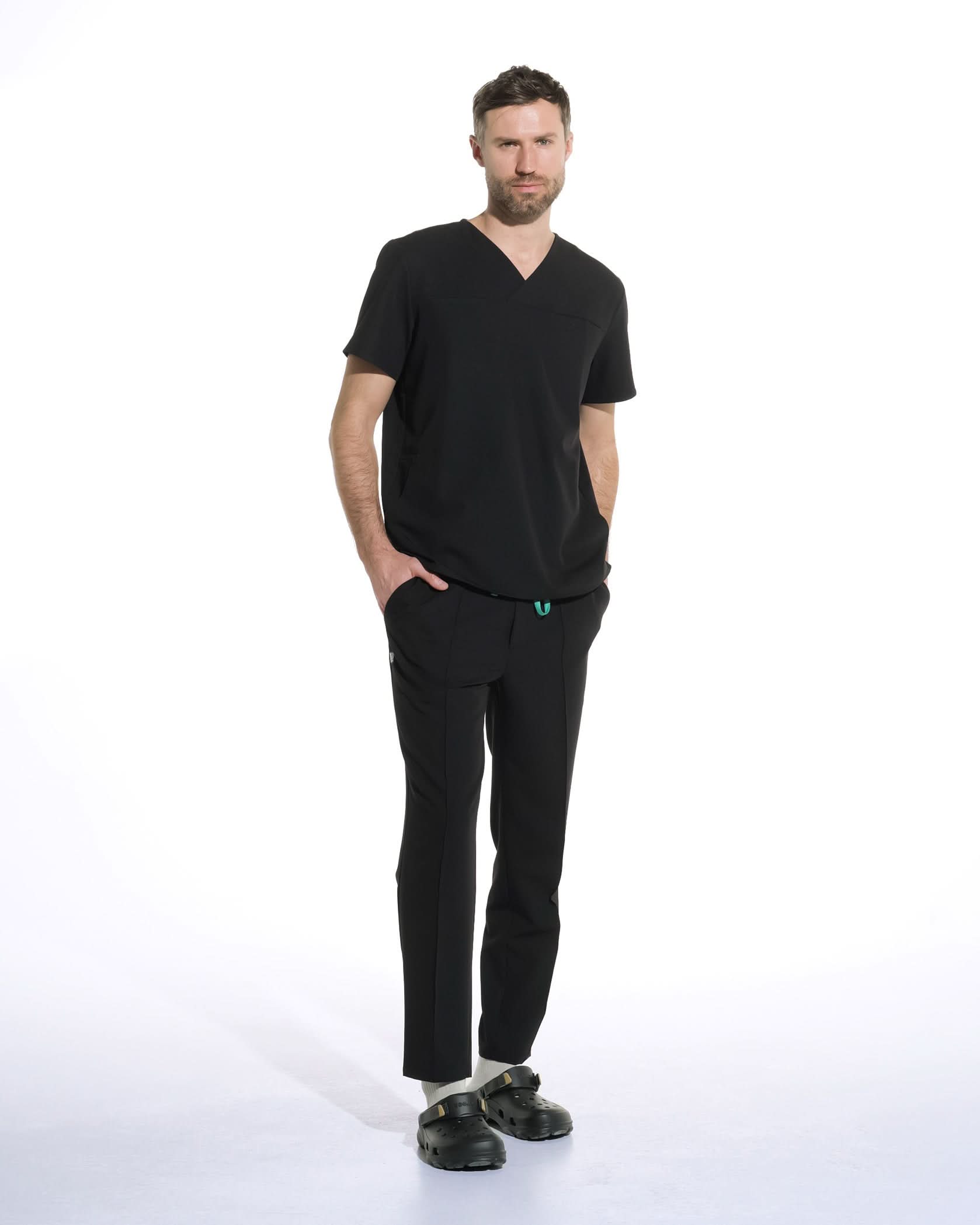 Bluza medicala barbati WAVE negru - 1zero1.ro