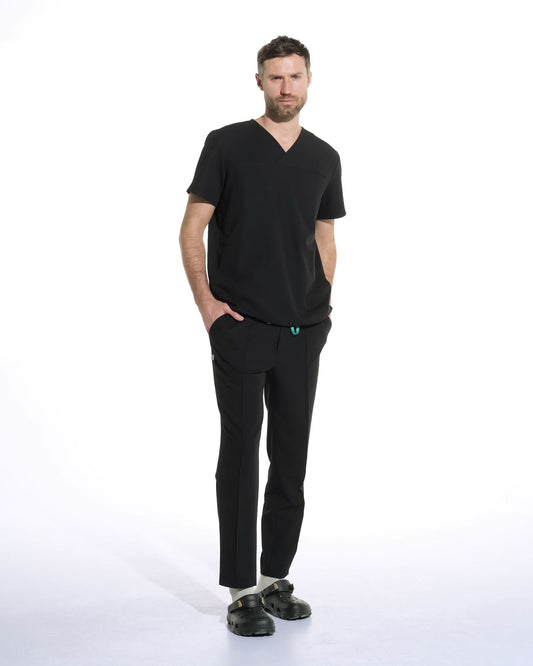Bluza medicala barbati WAVE negru - 1zero1.ro