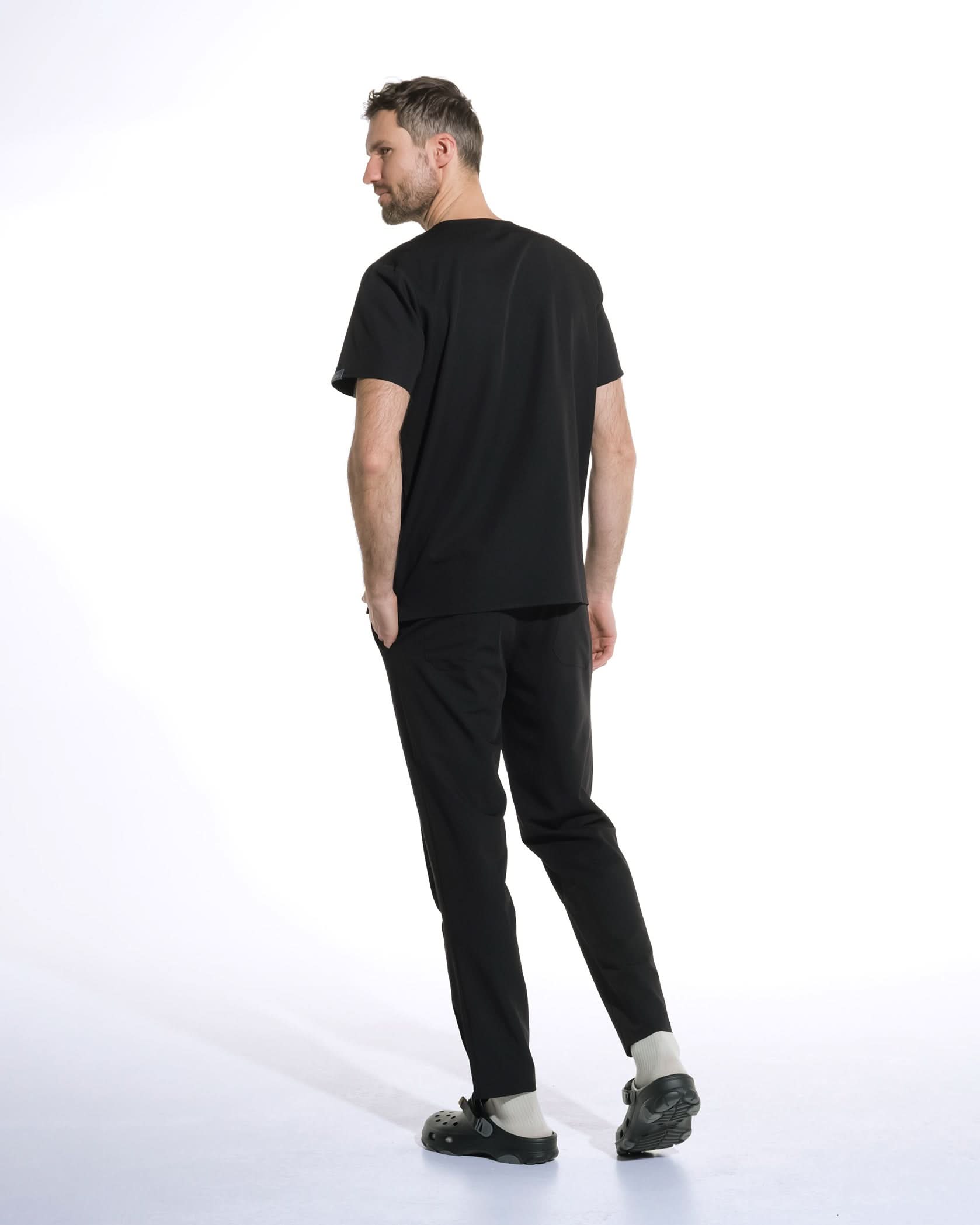 Bluza medicala barbati WAVE negru - 1zero1.ro