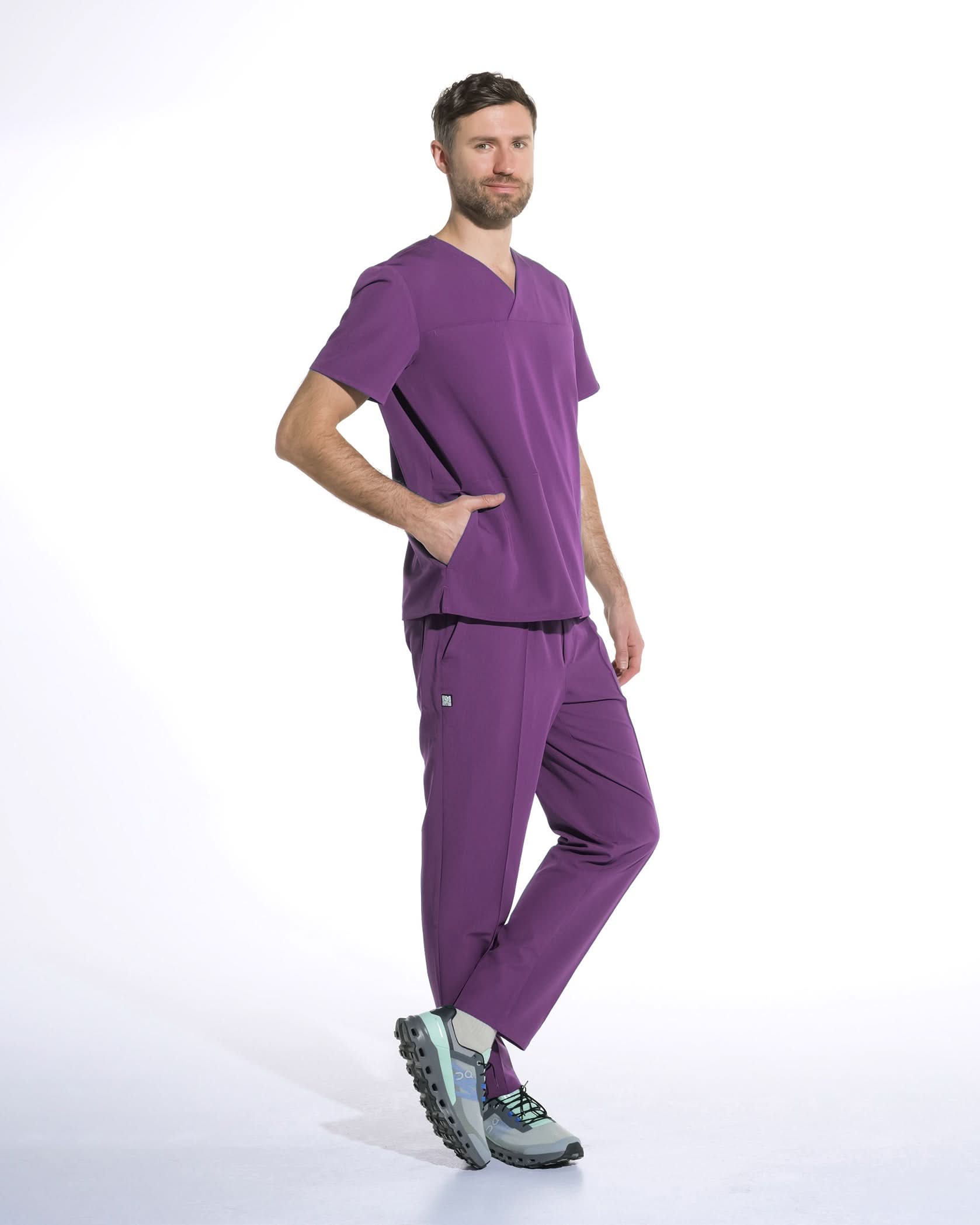 Bluza medicala barbati WAVE plum - 1zero1.ro