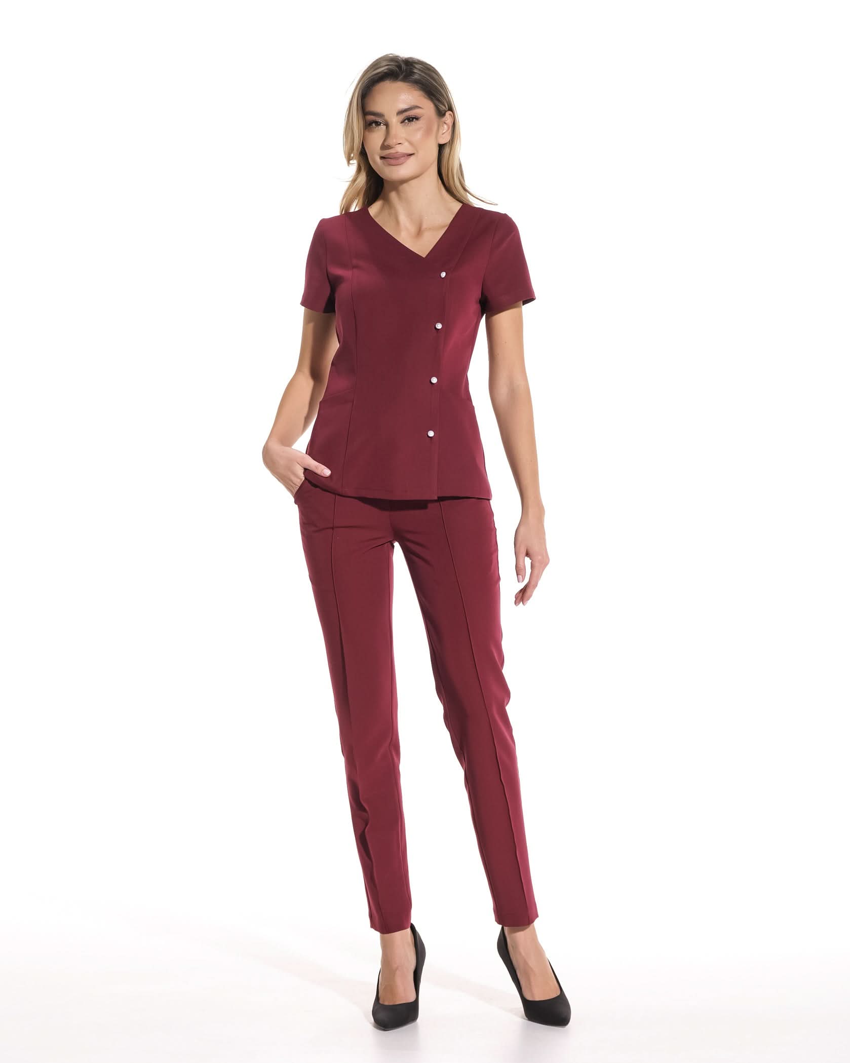 Bluza medicala PERLA bordo - 1zero1.ro