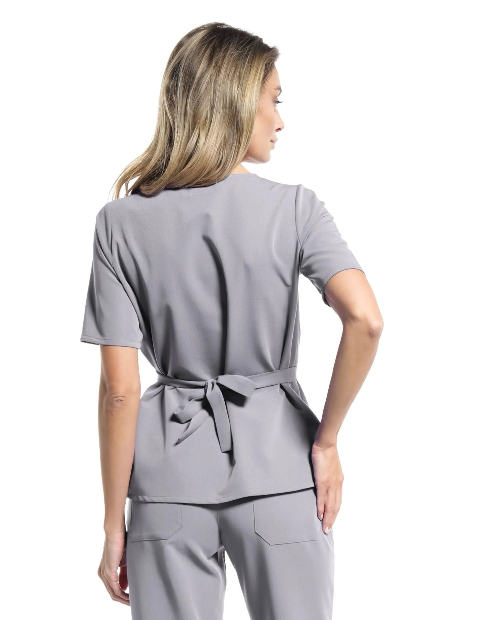 Costum medical CONTOUR Gri - Detalii close up