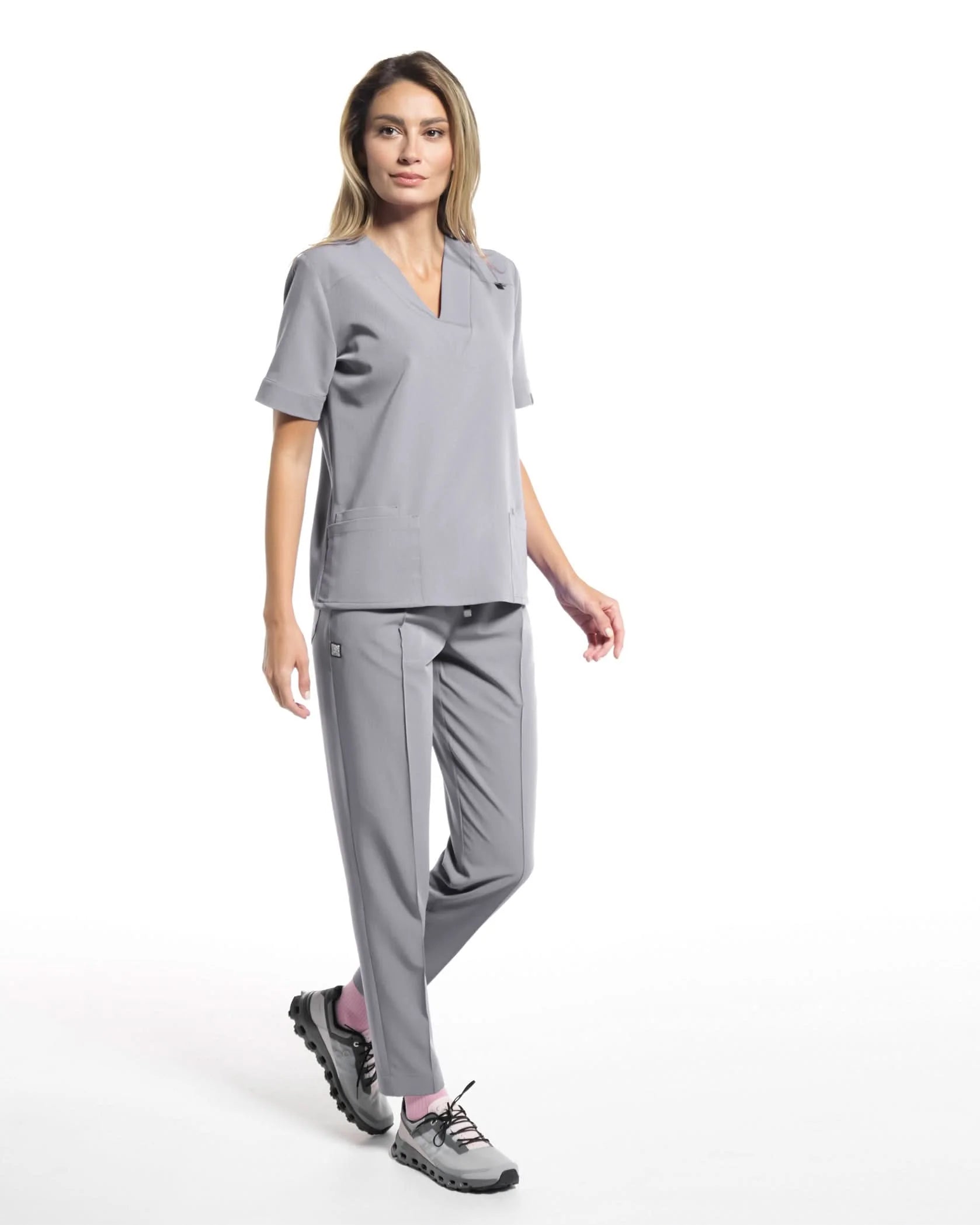 Costum medical CLASIC Gri - Vedere frontala
