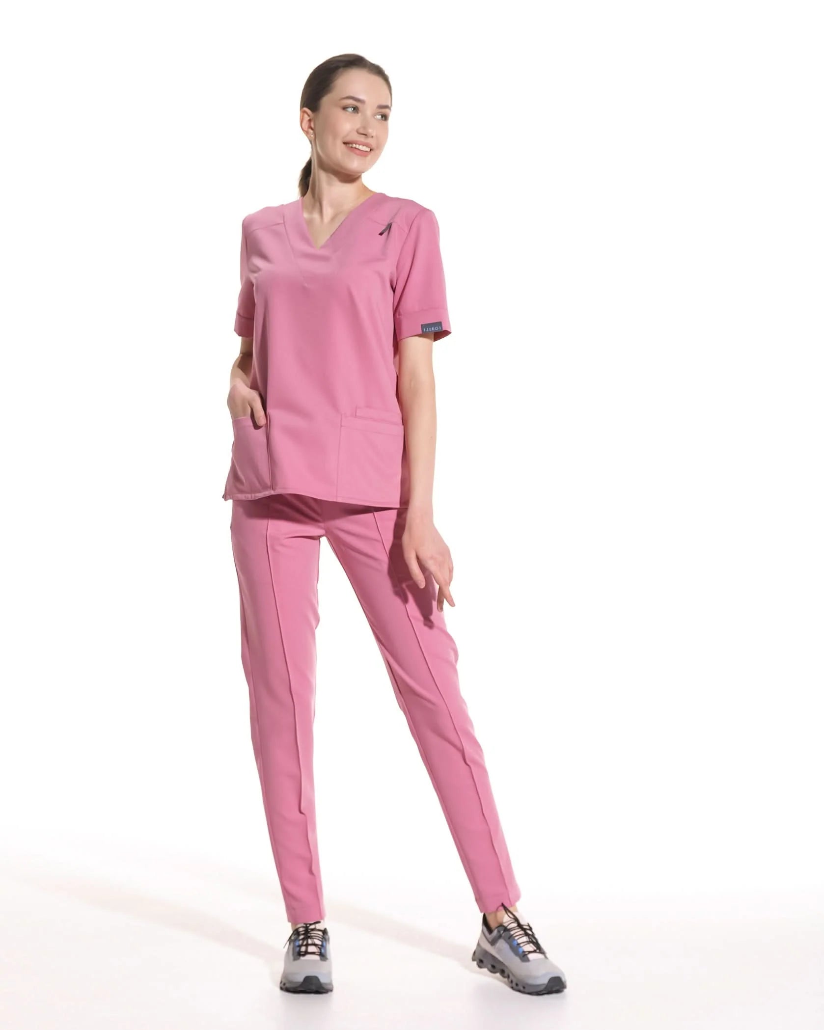 Costum medical CLASIC Rose Dust - Vedere frontala