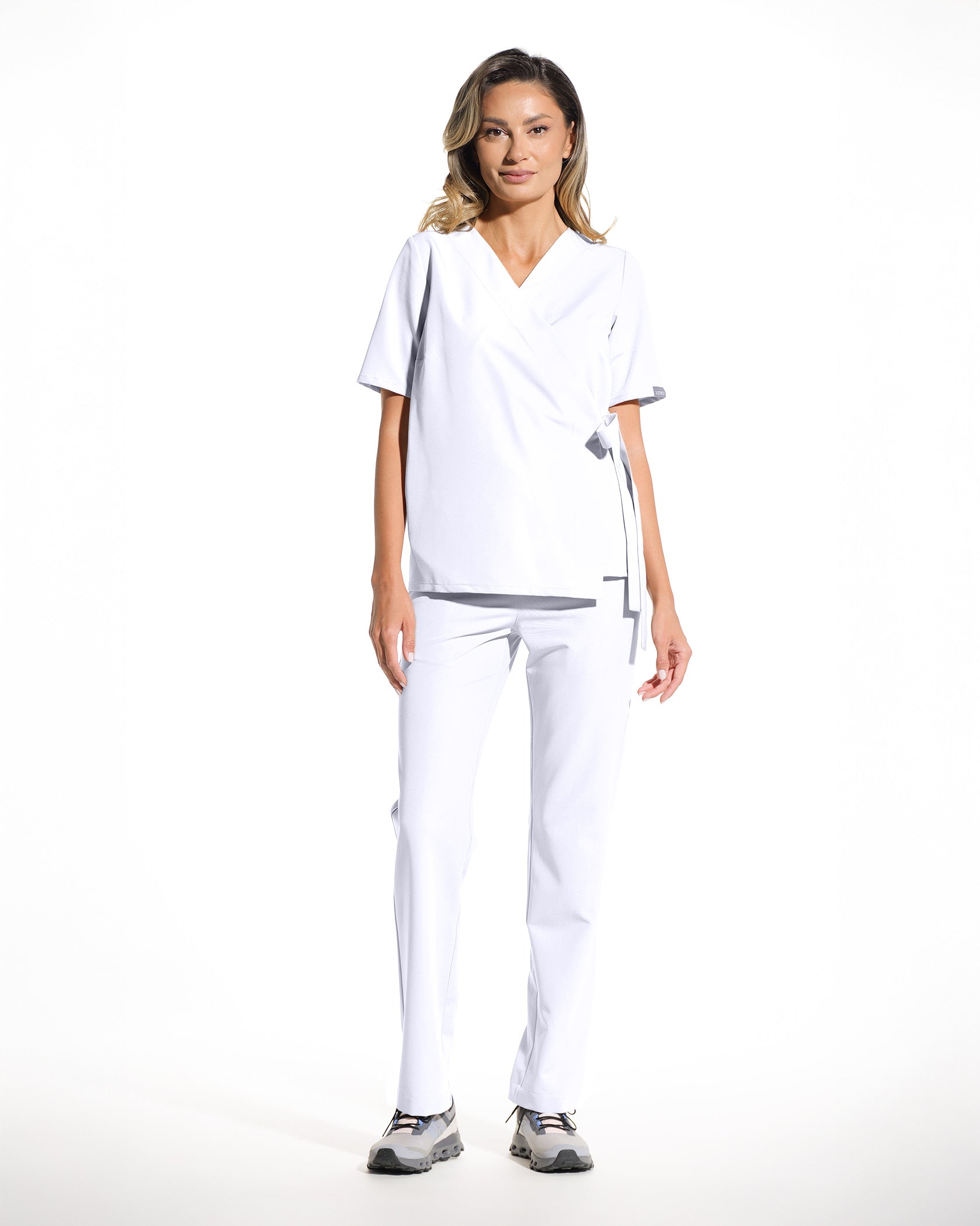 ANAIS White Scrub Top - Front view