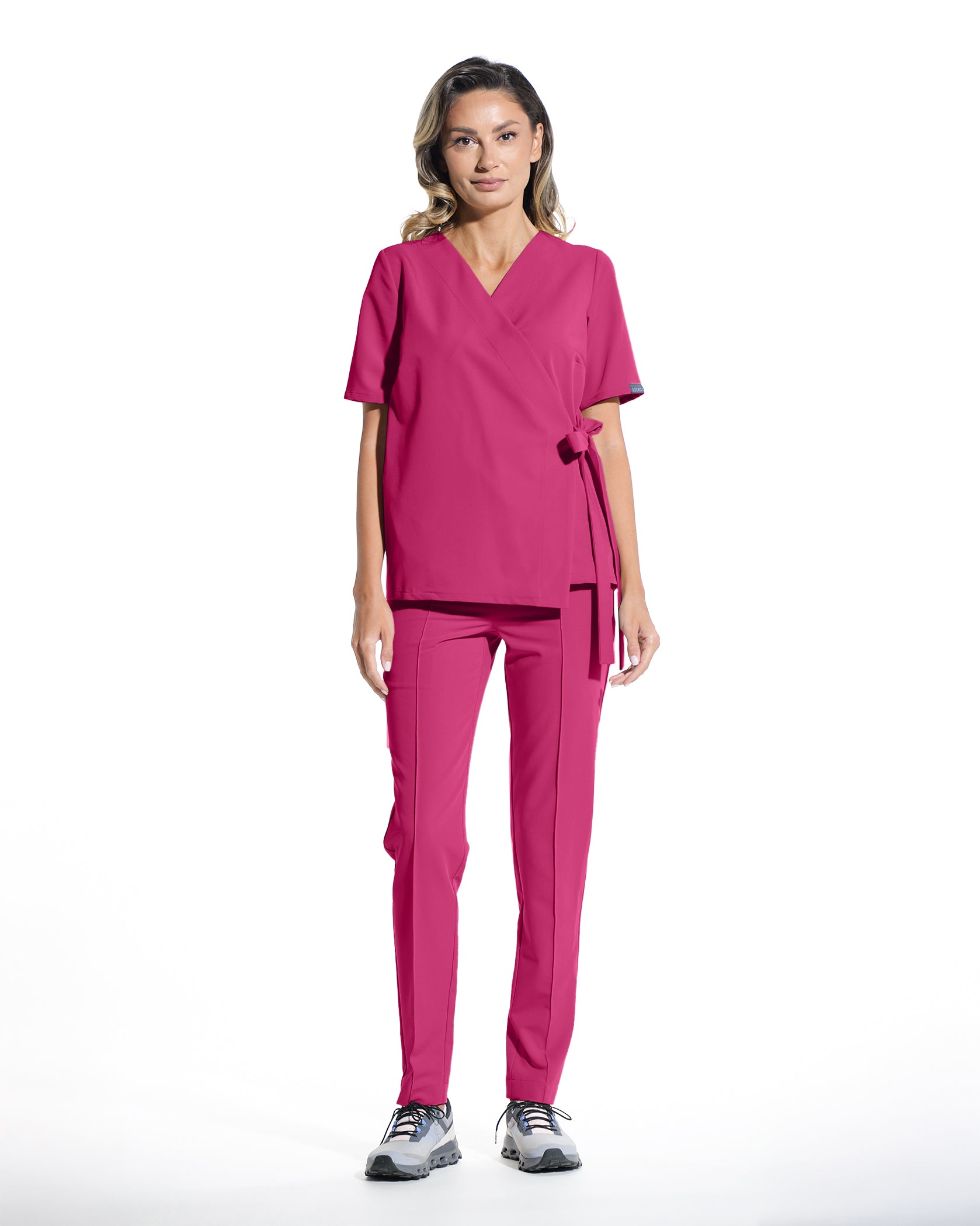 ANAIS Magenta Scrub Top - Front view