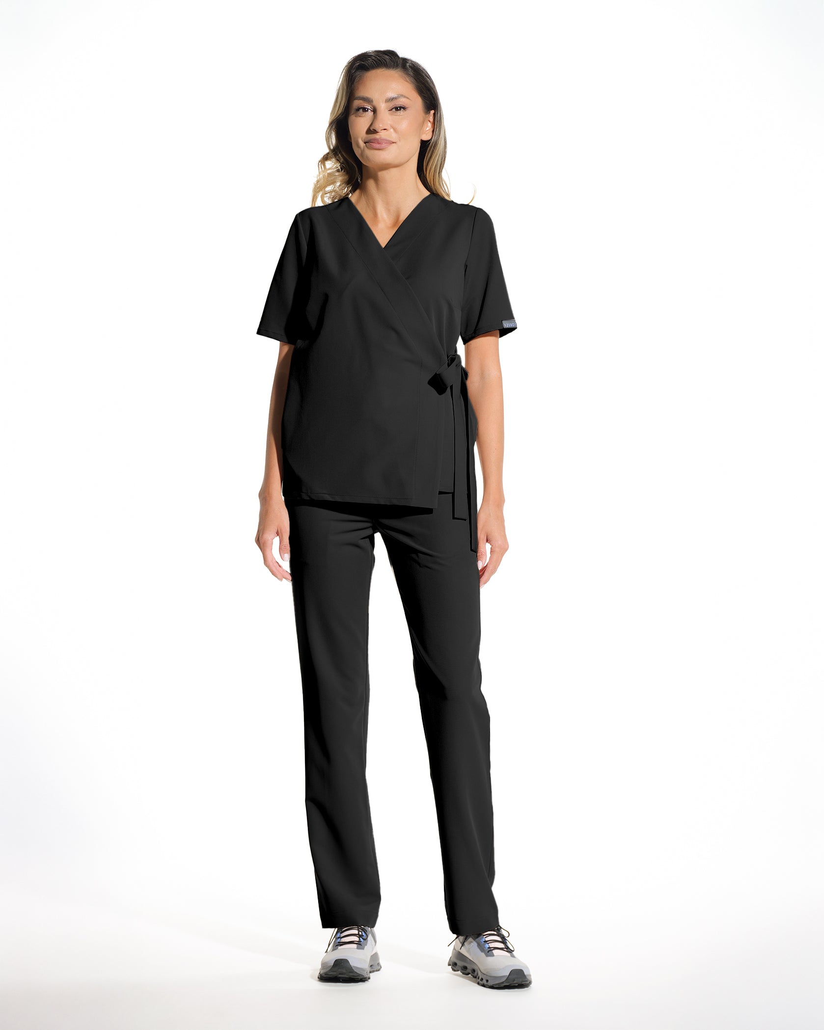 ANAIS Black Scrub Top - Front view