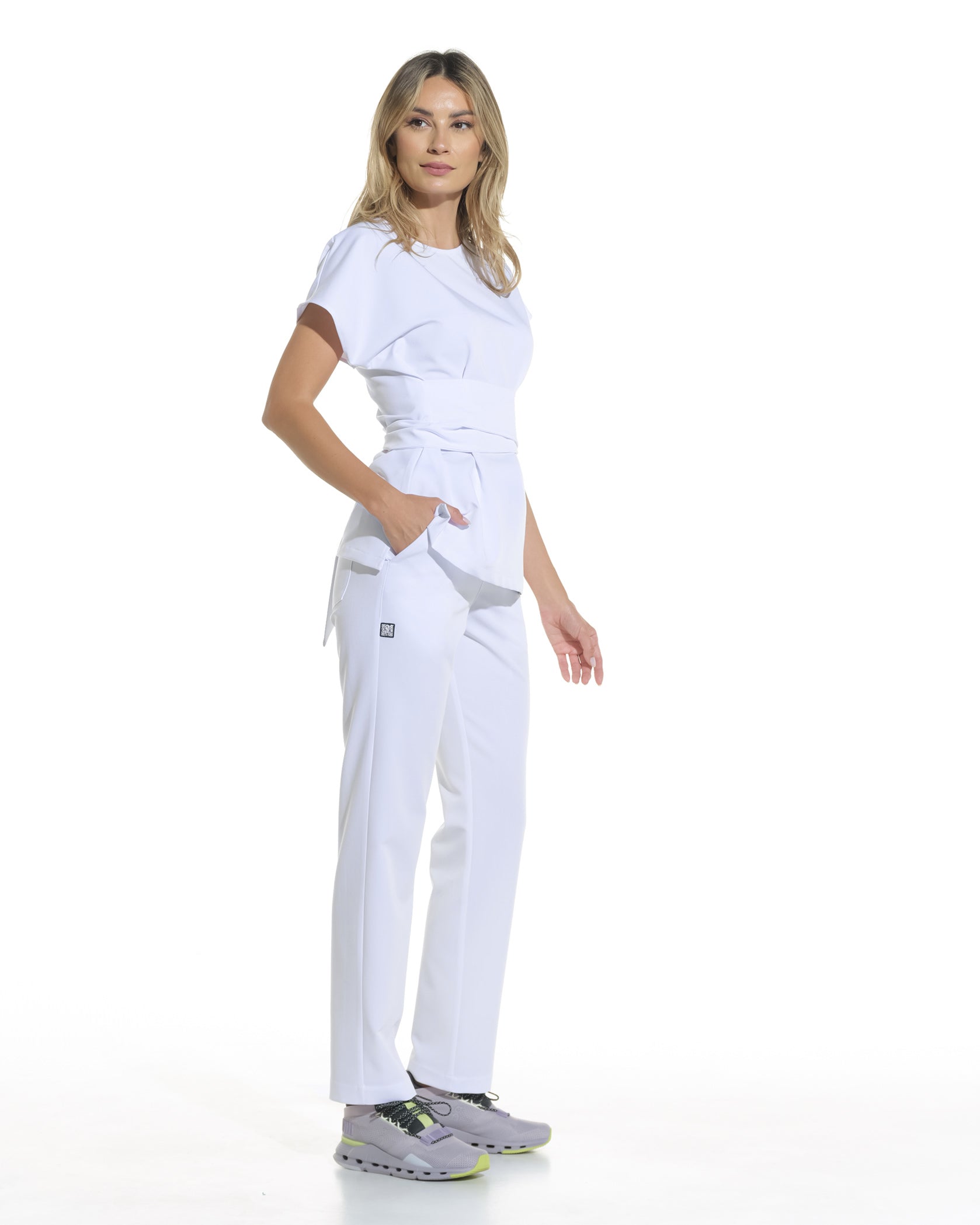 Bluza medicala CELESTE alb opac - Bild 3
