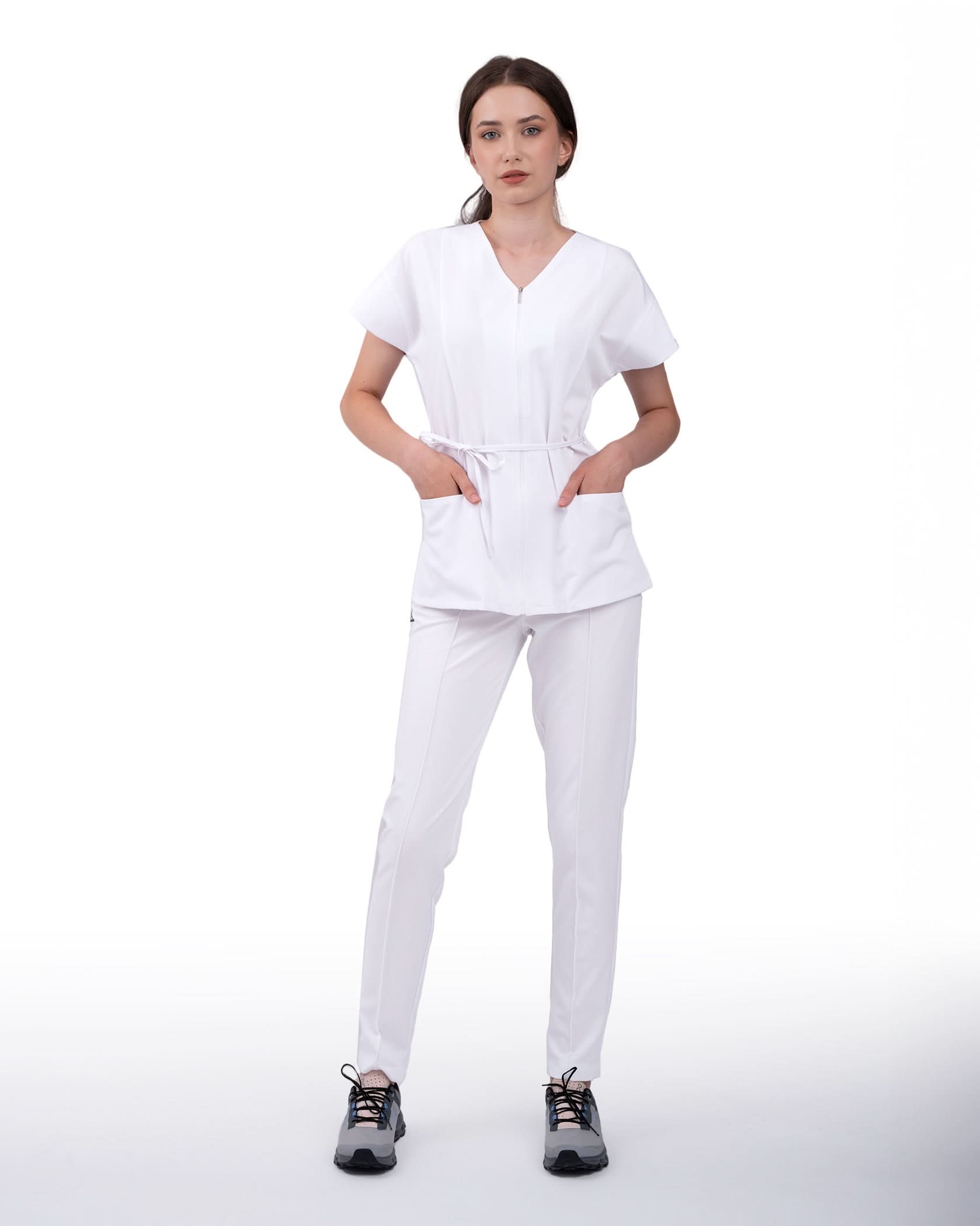 Bluza medicala dama ROSA alb - 1zero1.ro