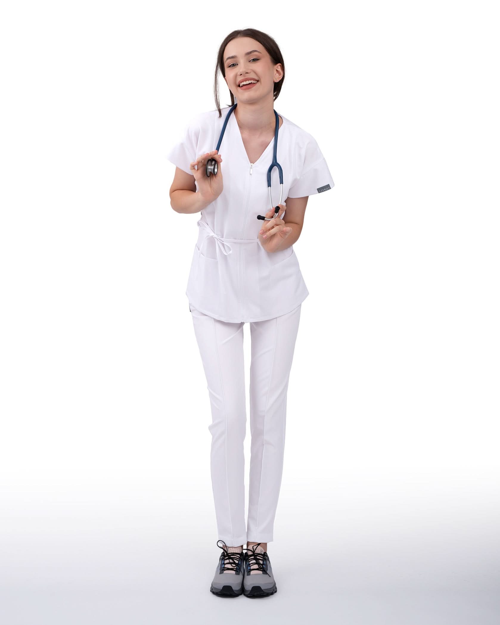 Bluza medicala dama ROSA alb - 1zero1.ro
