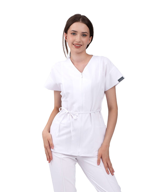 Bluza medicala dama ROSA alb - 1zero1.ro