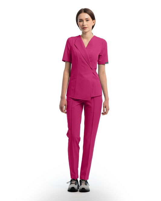 Bluza medicala dama SIENA magenta - vedere frontala