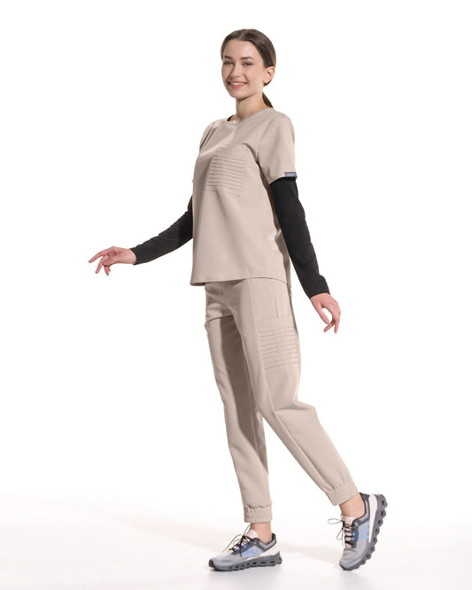 Pantaloni medicali dama UTILITY latte - 1zero1.ro