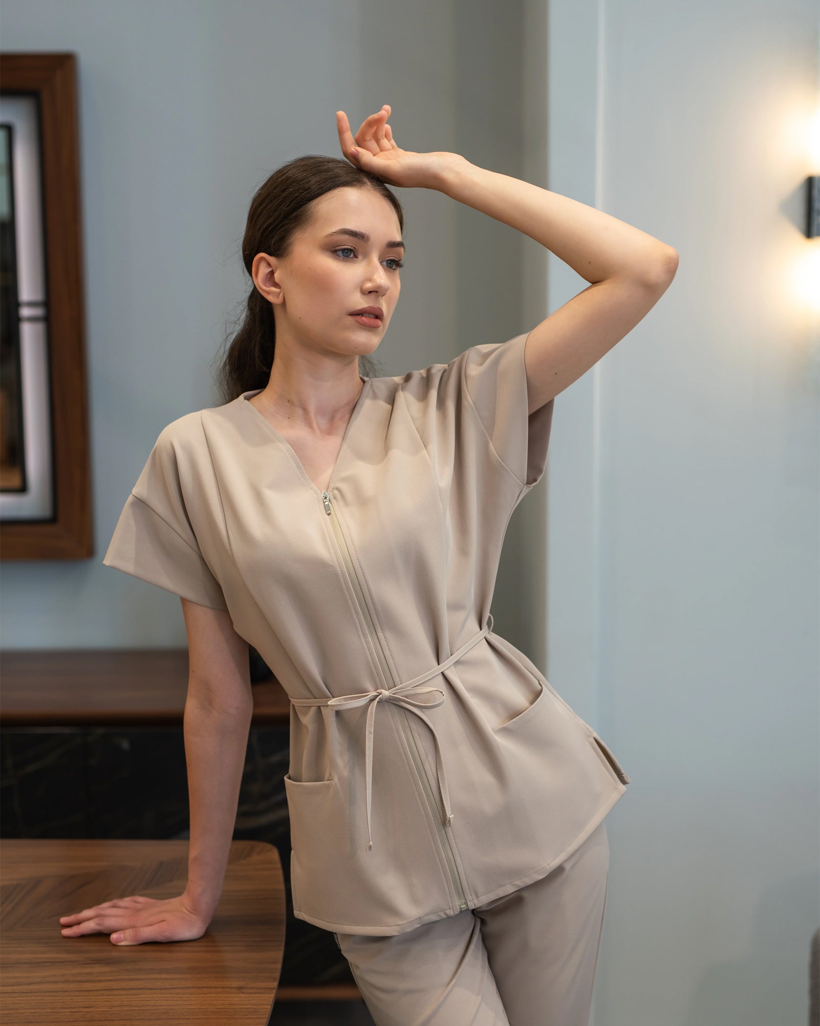 ROSA bluza medicala latte - Vedere frontala
