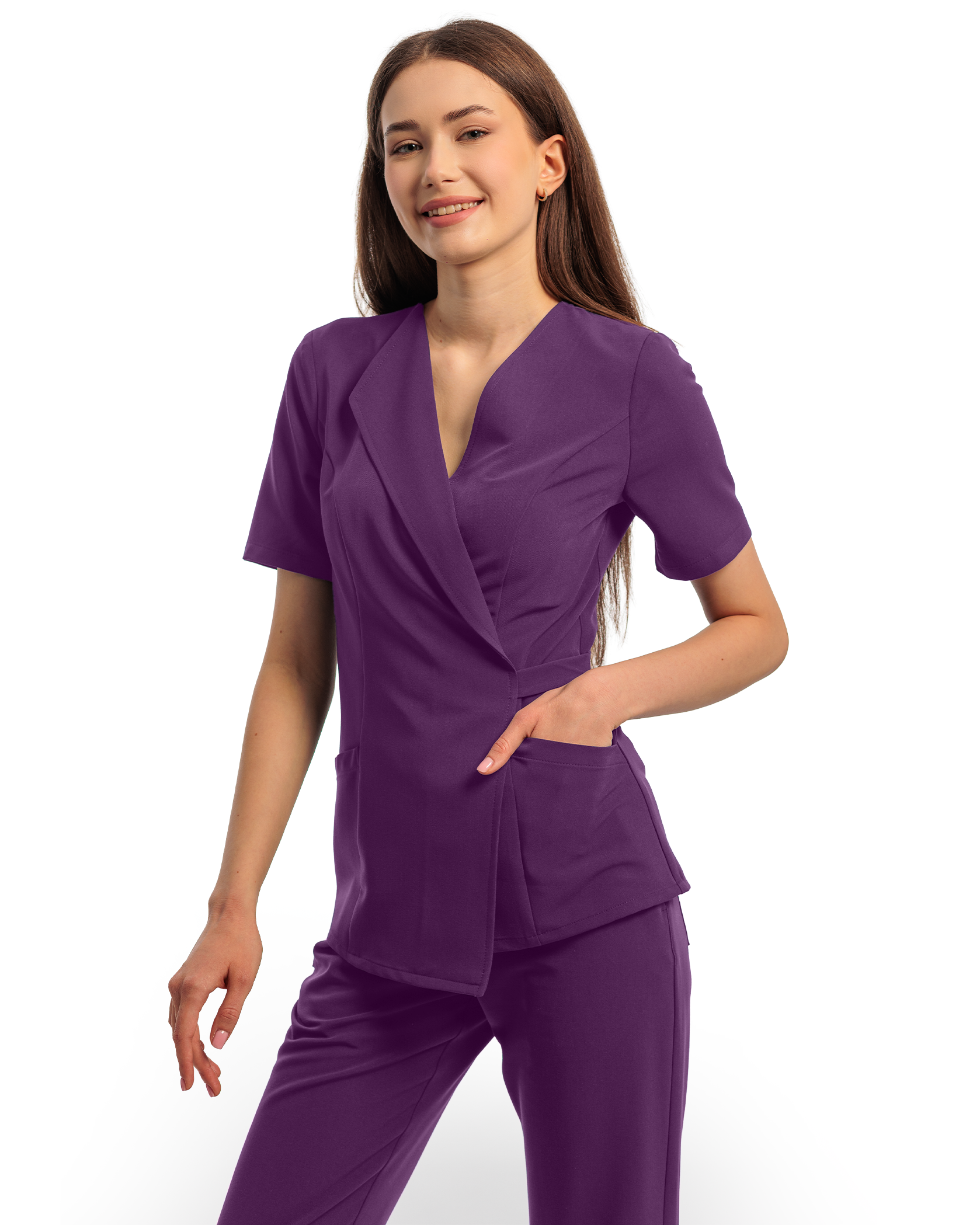 SIENA bluza medicala plum - Detalii close up