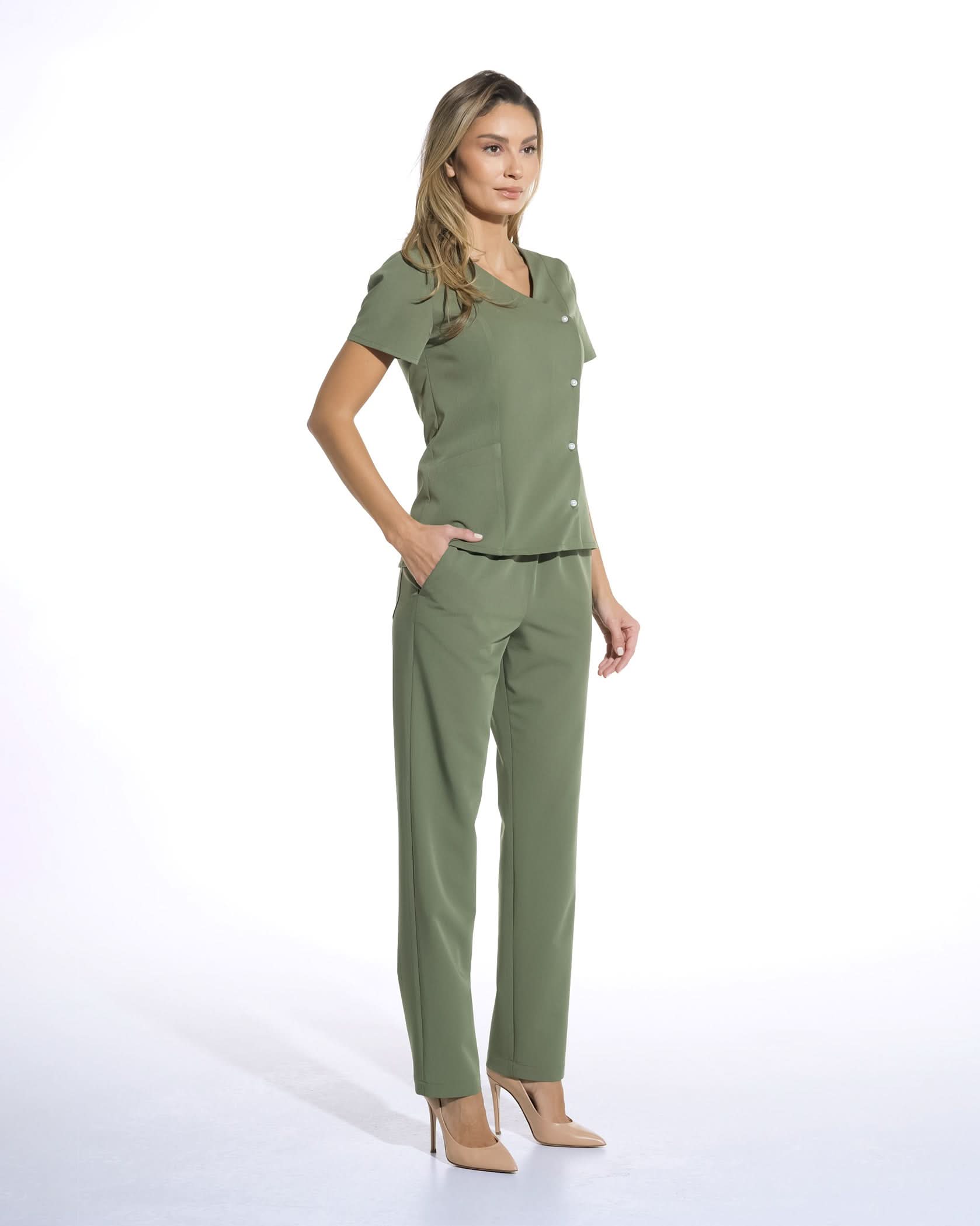 Bluza medicala PERLA olive - 1zero1.ro