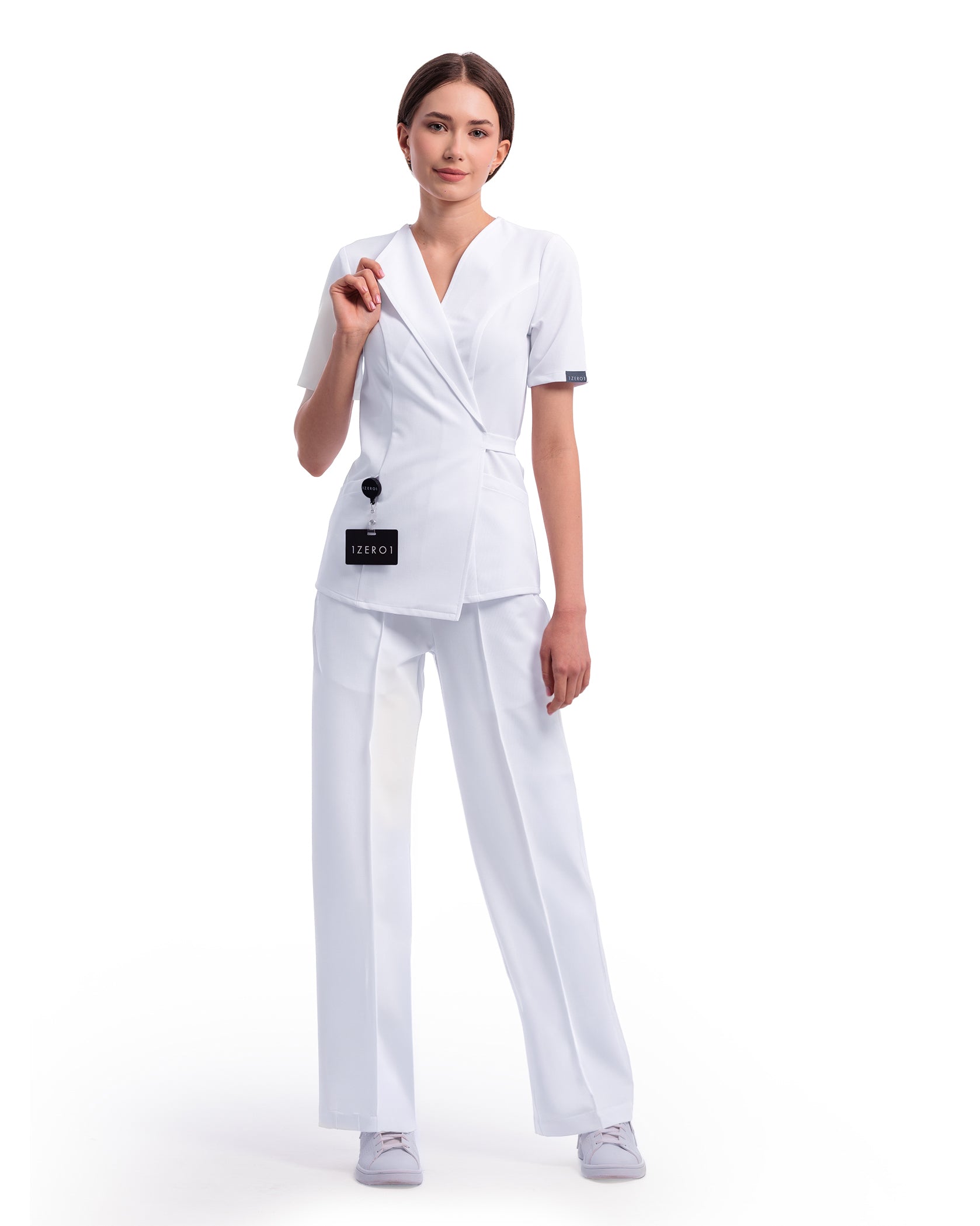 Bluza medicala SIENA alb - Detalii close up