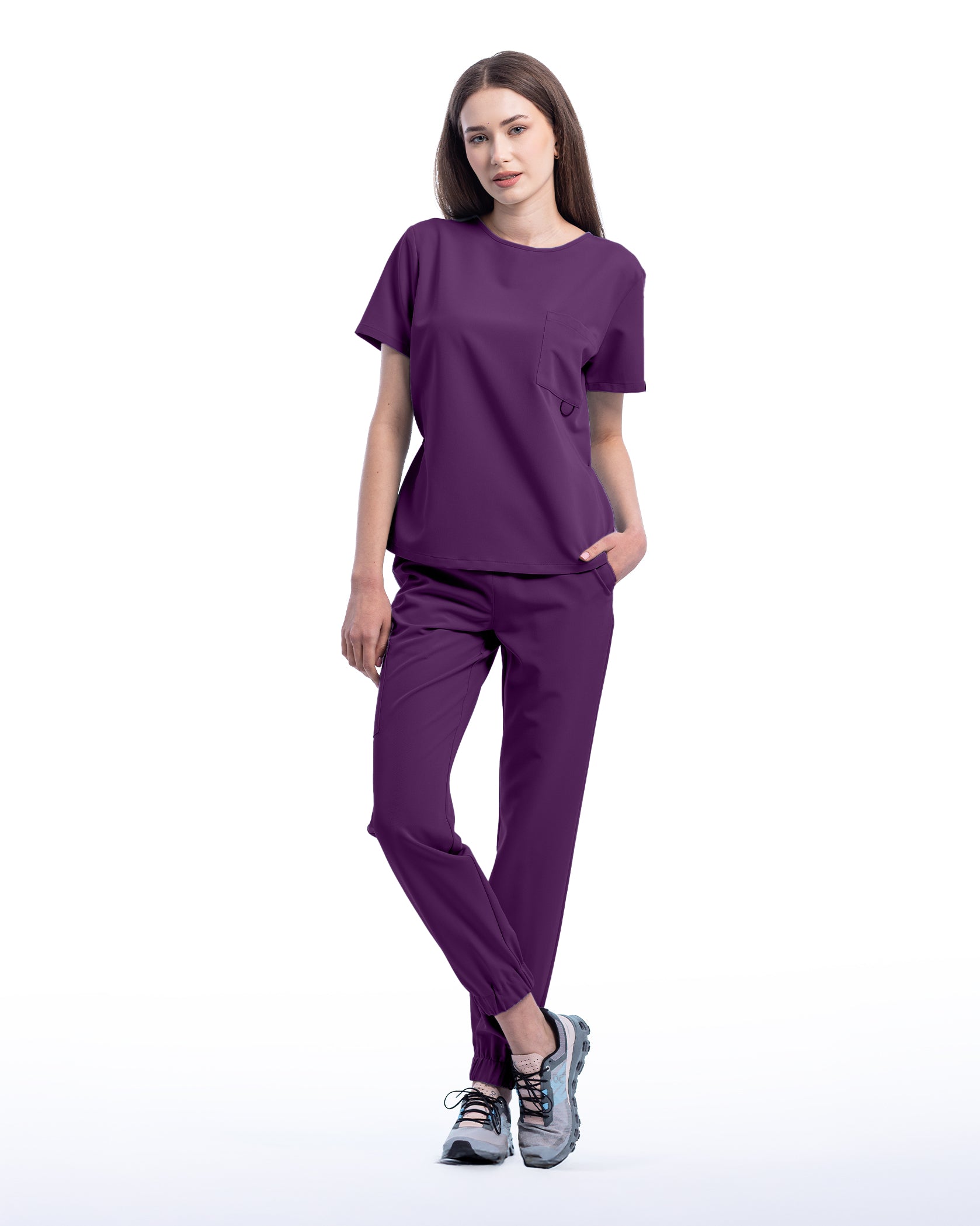 Costum medical ACTIVE Plum - Vedere frontala