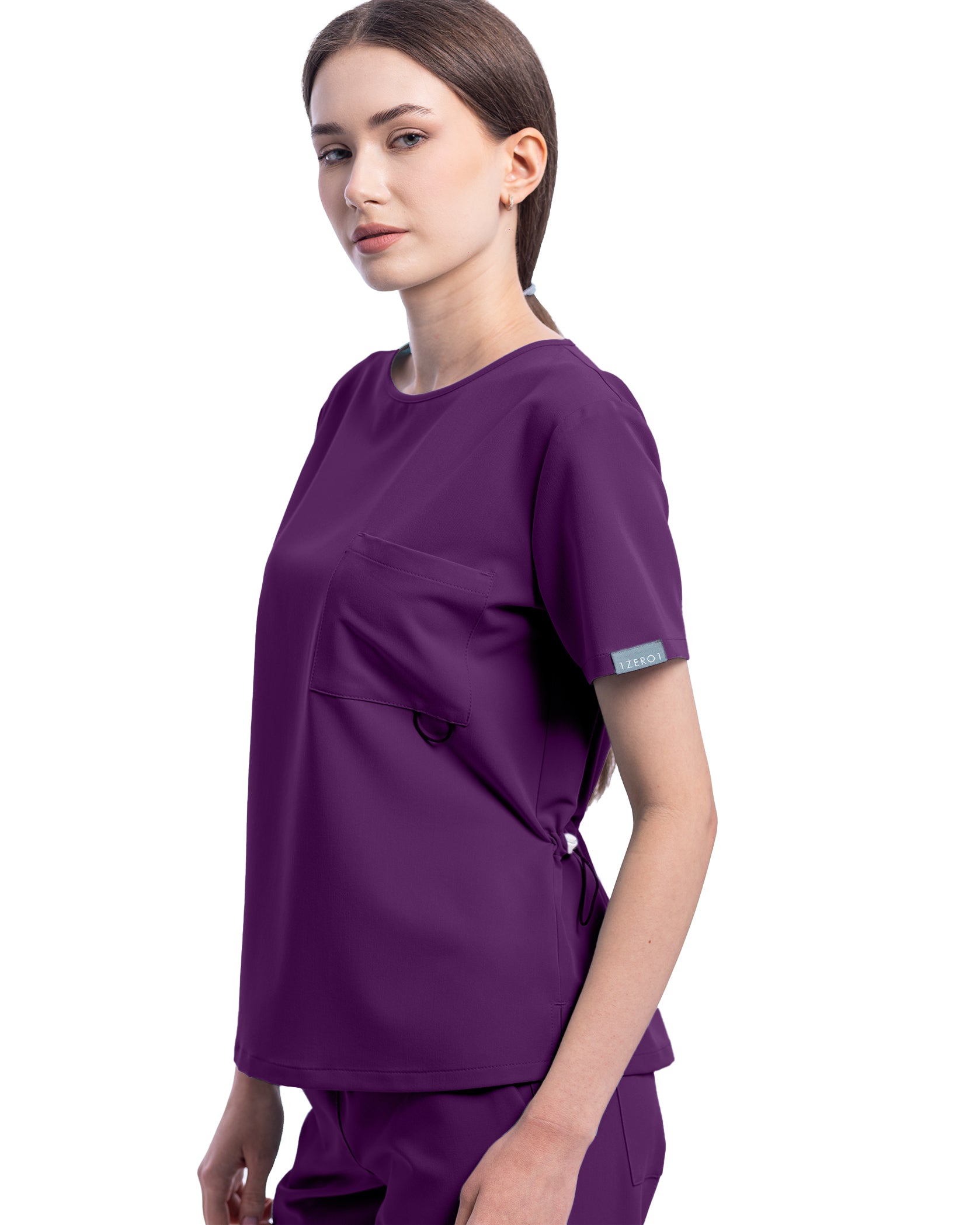 Costum medical ACTIVE Plum - Detalii close up