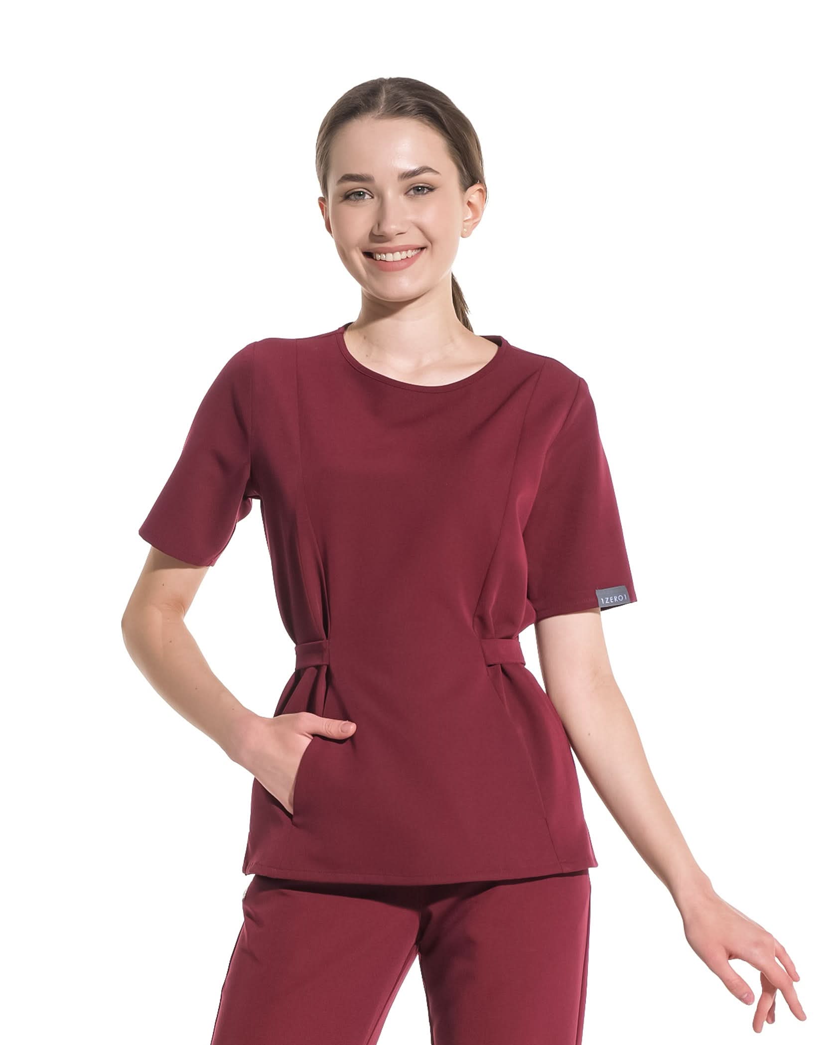 Bluza medicala THALYA bordo - 1zero1.ro