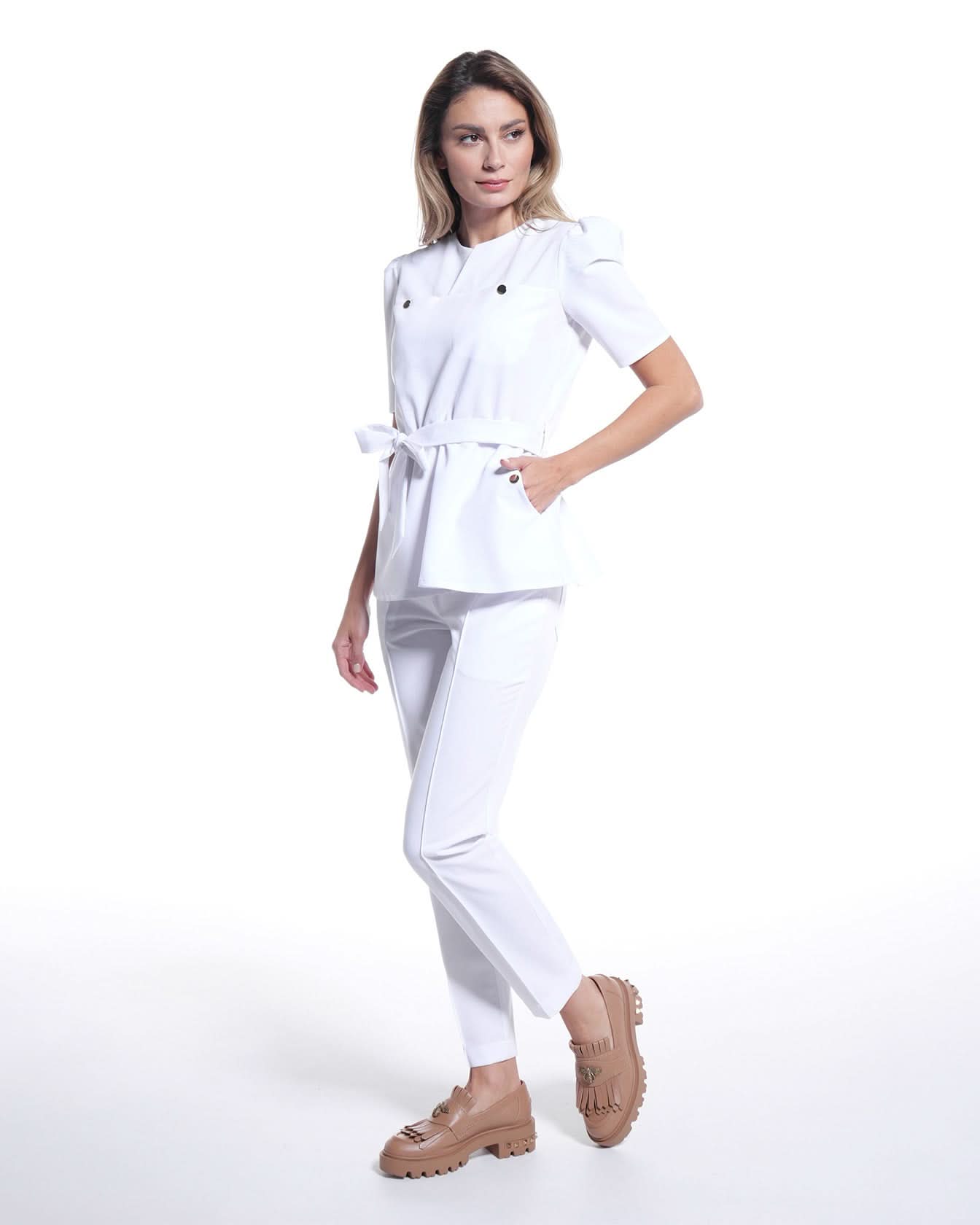 Bluza medicala MIRA alb - 1zero1.ro