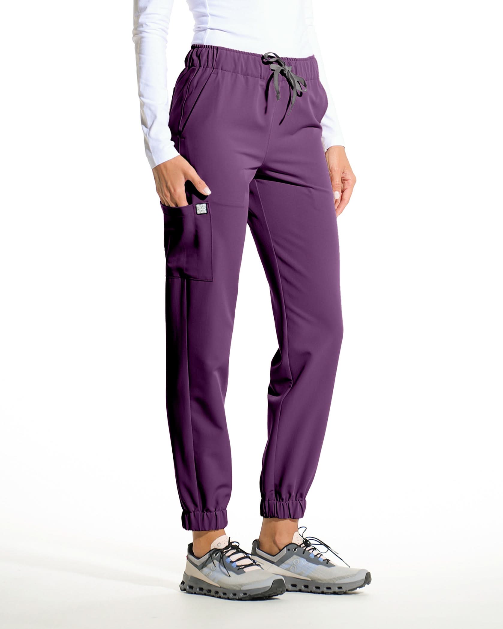 Pantaloni medicali FLEX plum - Detalii close up