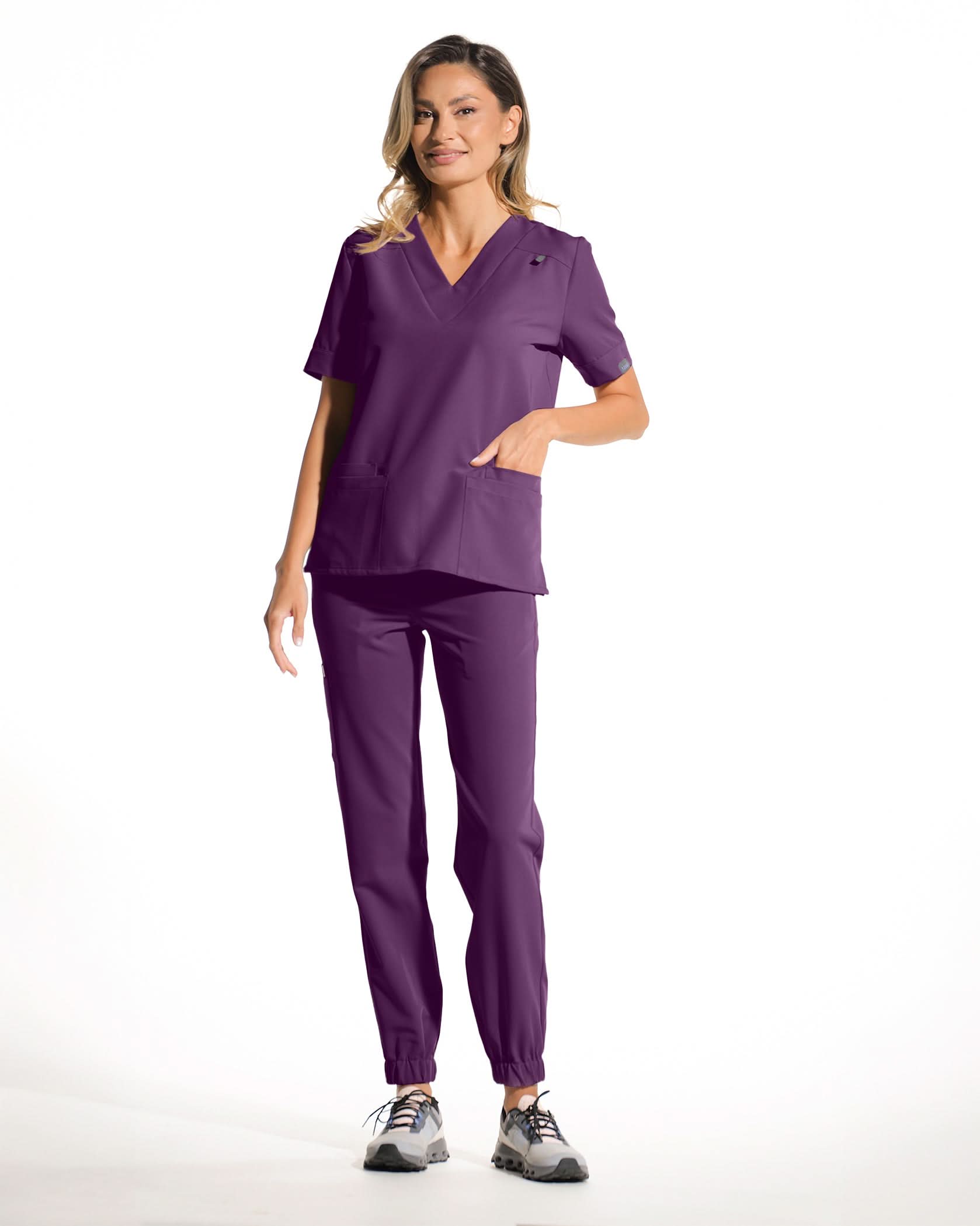 Pantaloni medicali FLEX plum - Vedere frontala